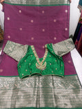 Semi gadwal saree with maggam stoched blouse