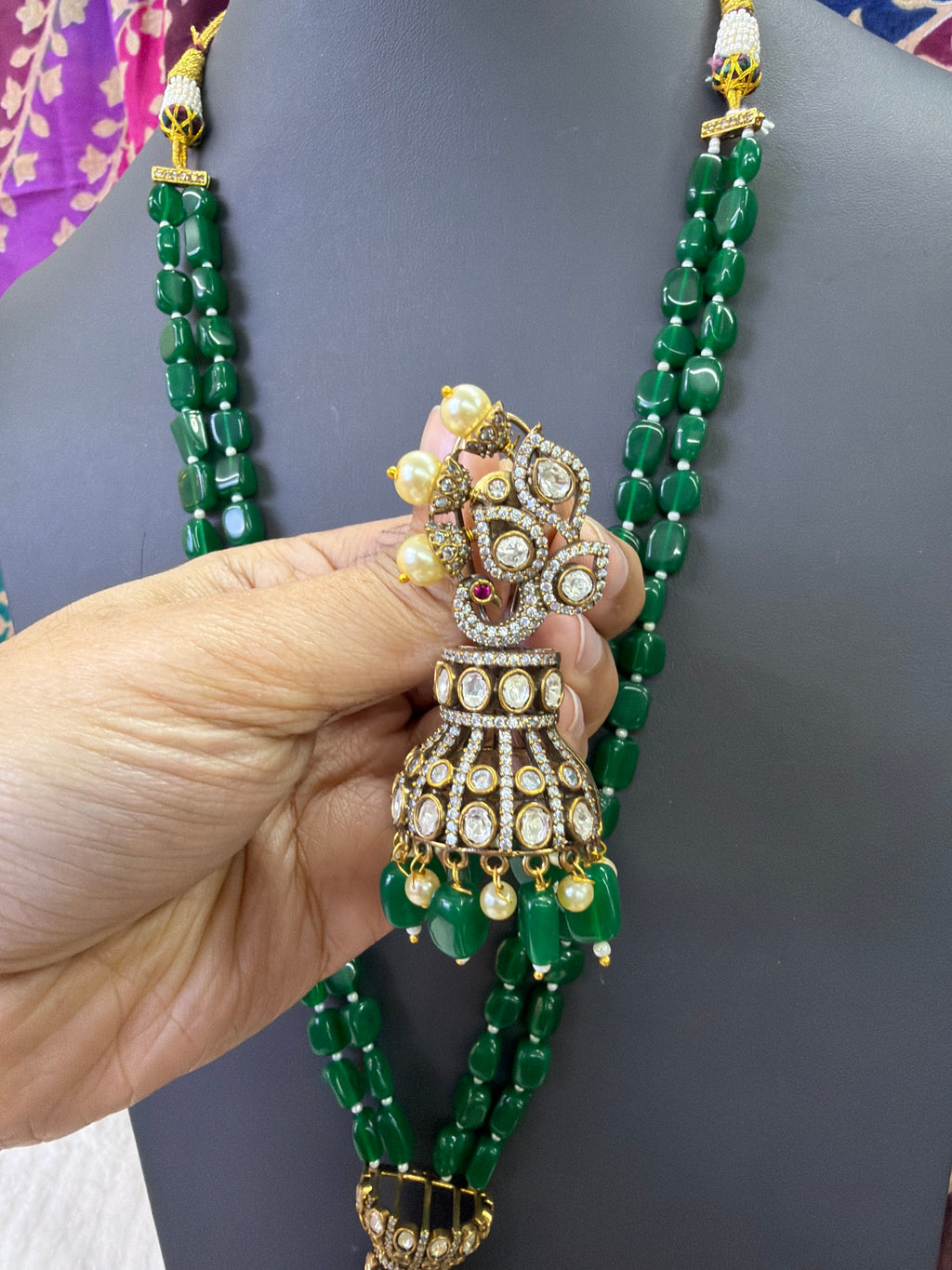 Elegant Beads Long Haram Set with Matching Earrings