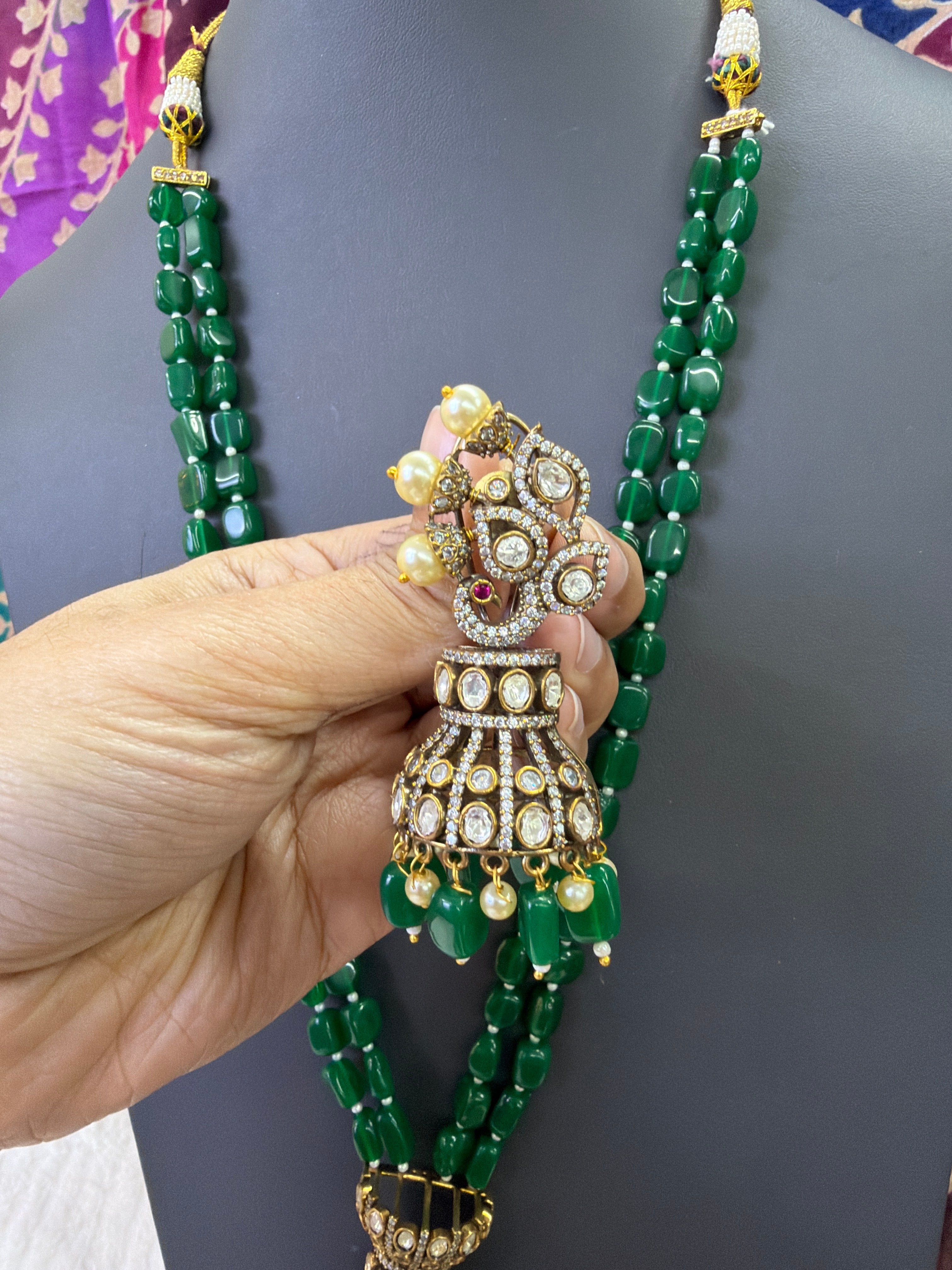 Elegant Beads Long Haram Set with Matching Earrings