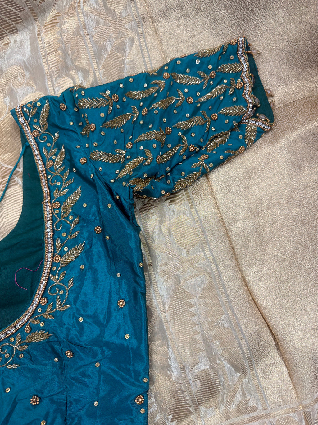 Banaras Saree with Stitched Maggam Work Blouse