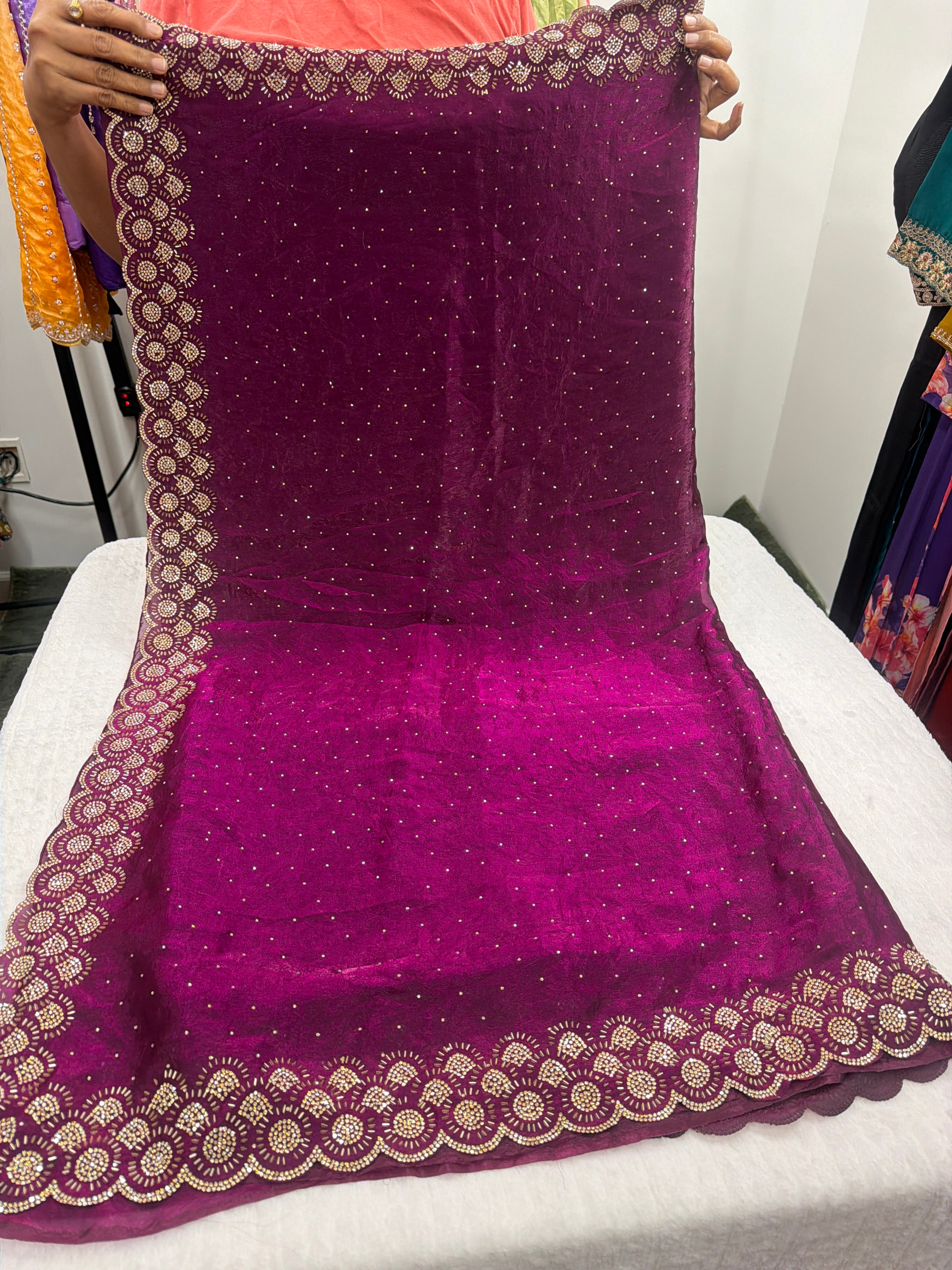 Fendy silk party wear saree with stitched blouse 💫