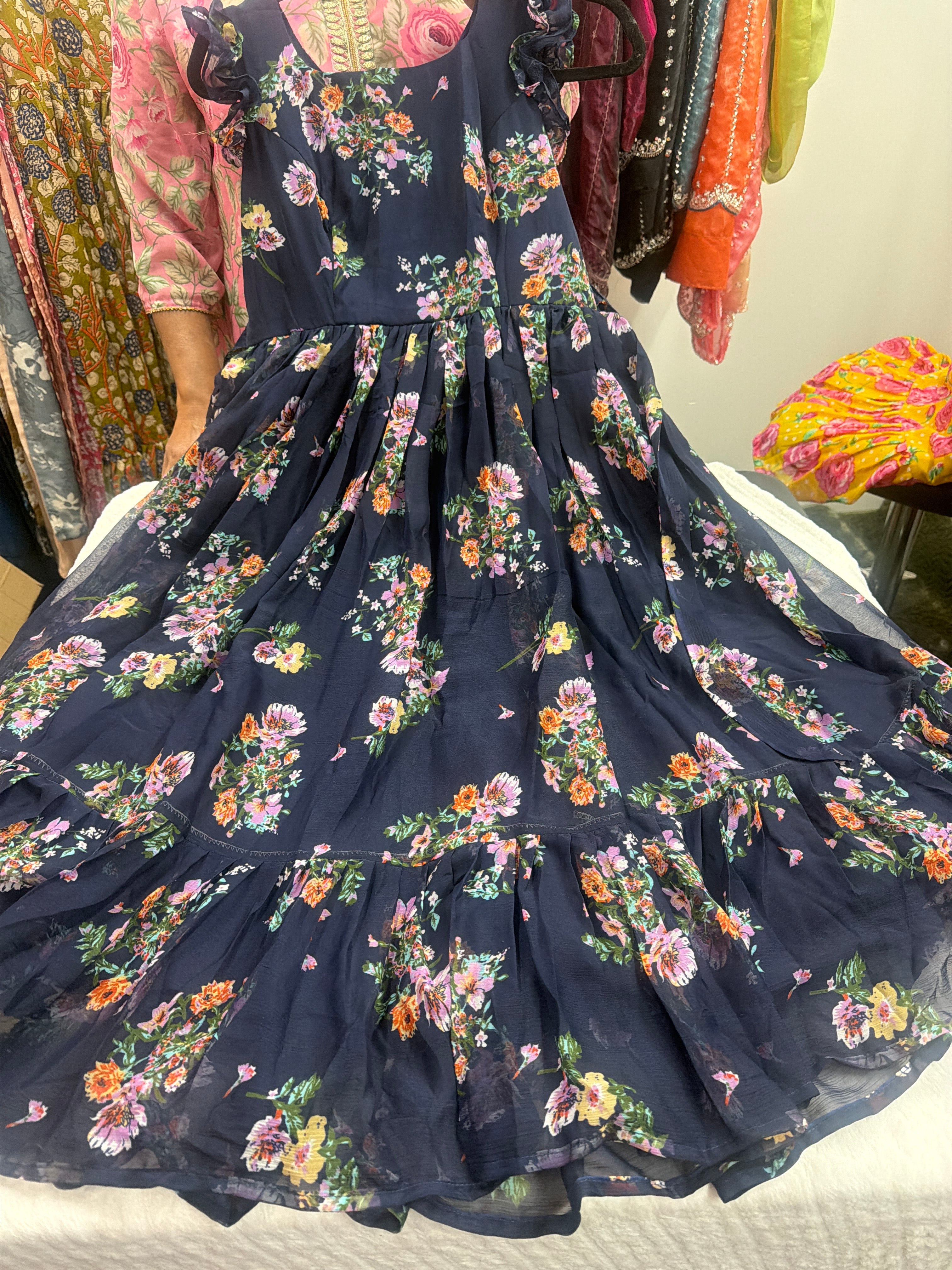 Premium Georgette Frocks ✨ navy blue 
    Length 45