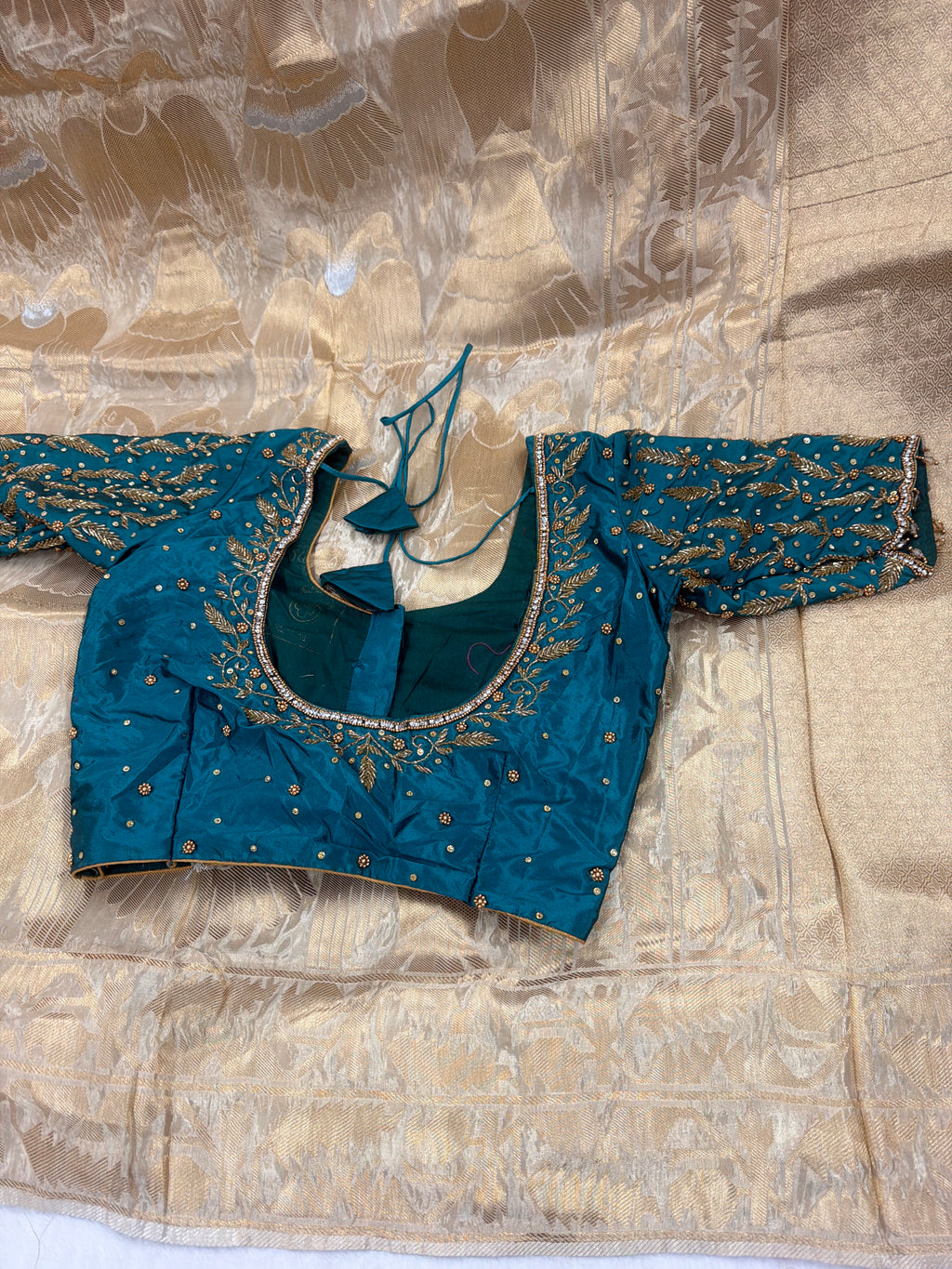 Banaras Saree with Stitched Maggam Work Blouse