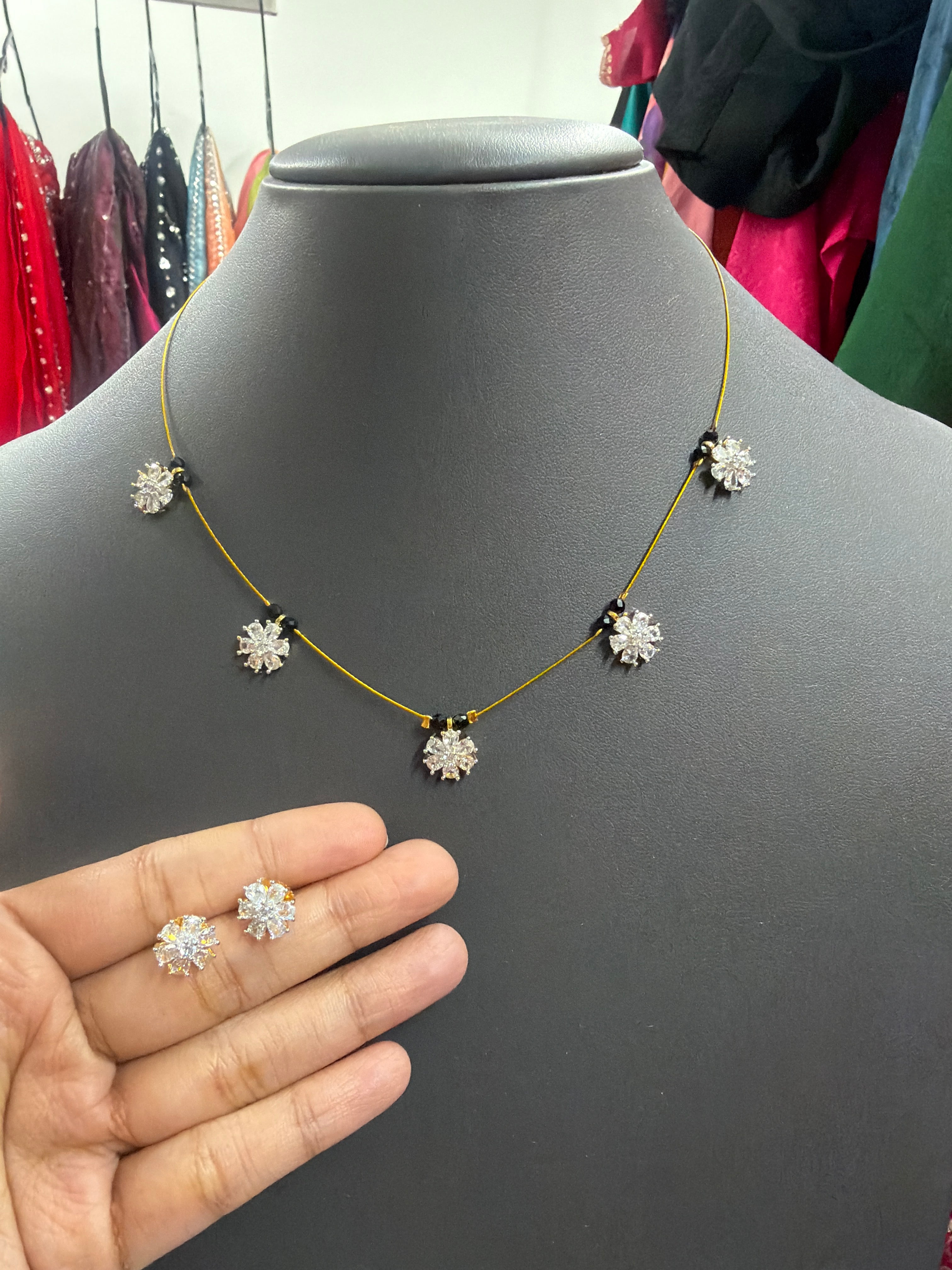 Invisible chain with earrings