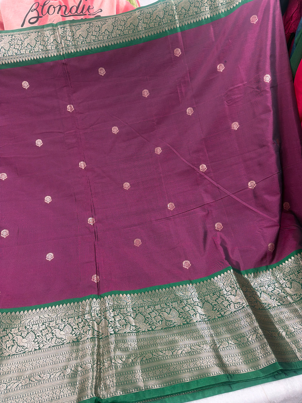 Semi gadwal saree with maggam stoched blouse