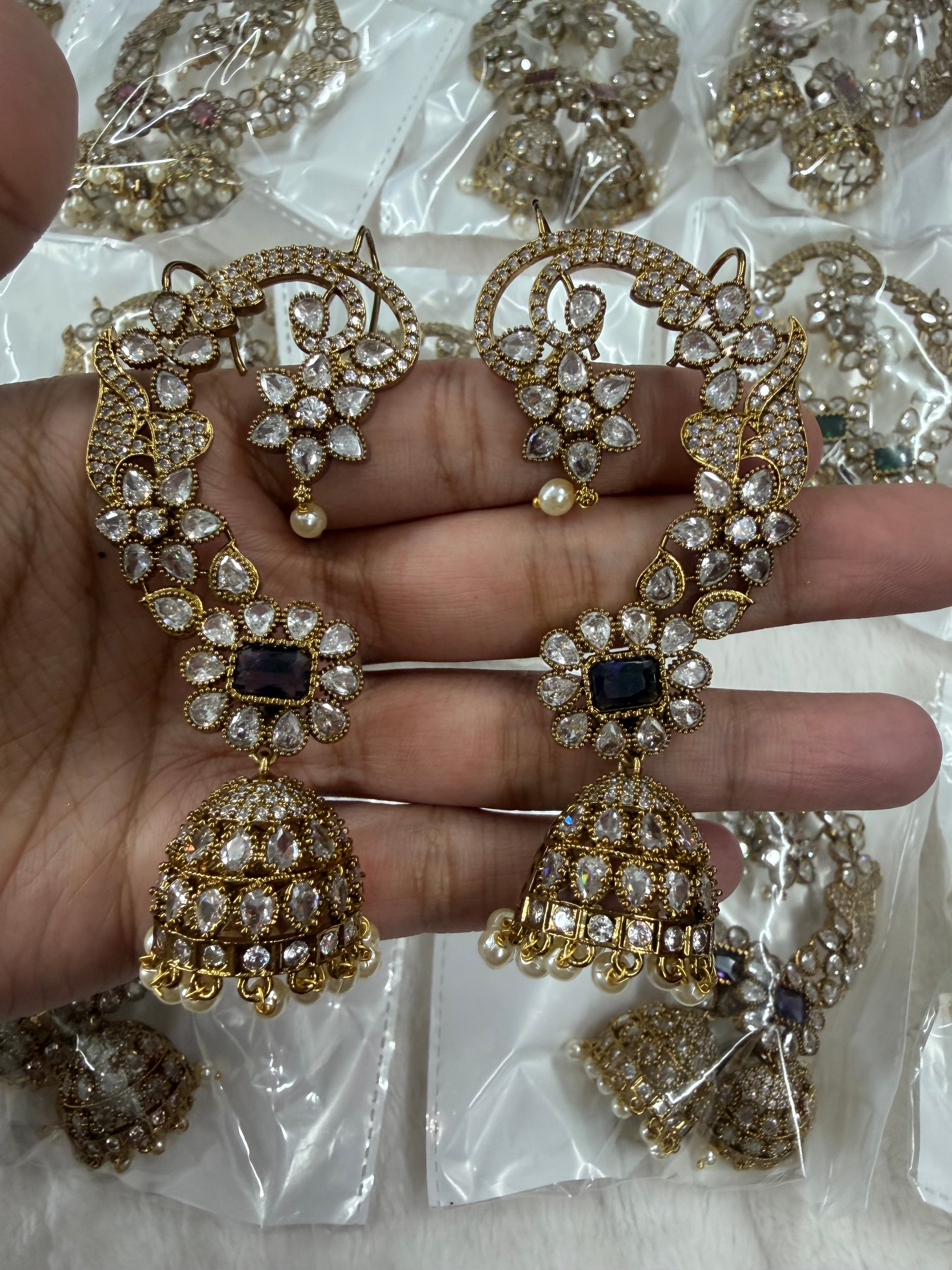 Ethnic Ear Cuff Earrings purple