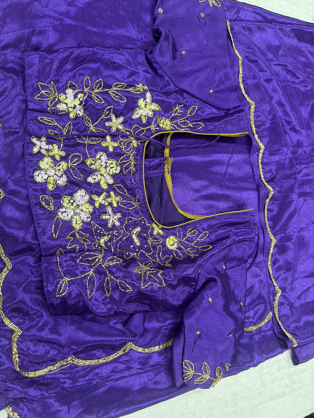 Chinon Crepe Saree with Stitched Blouse