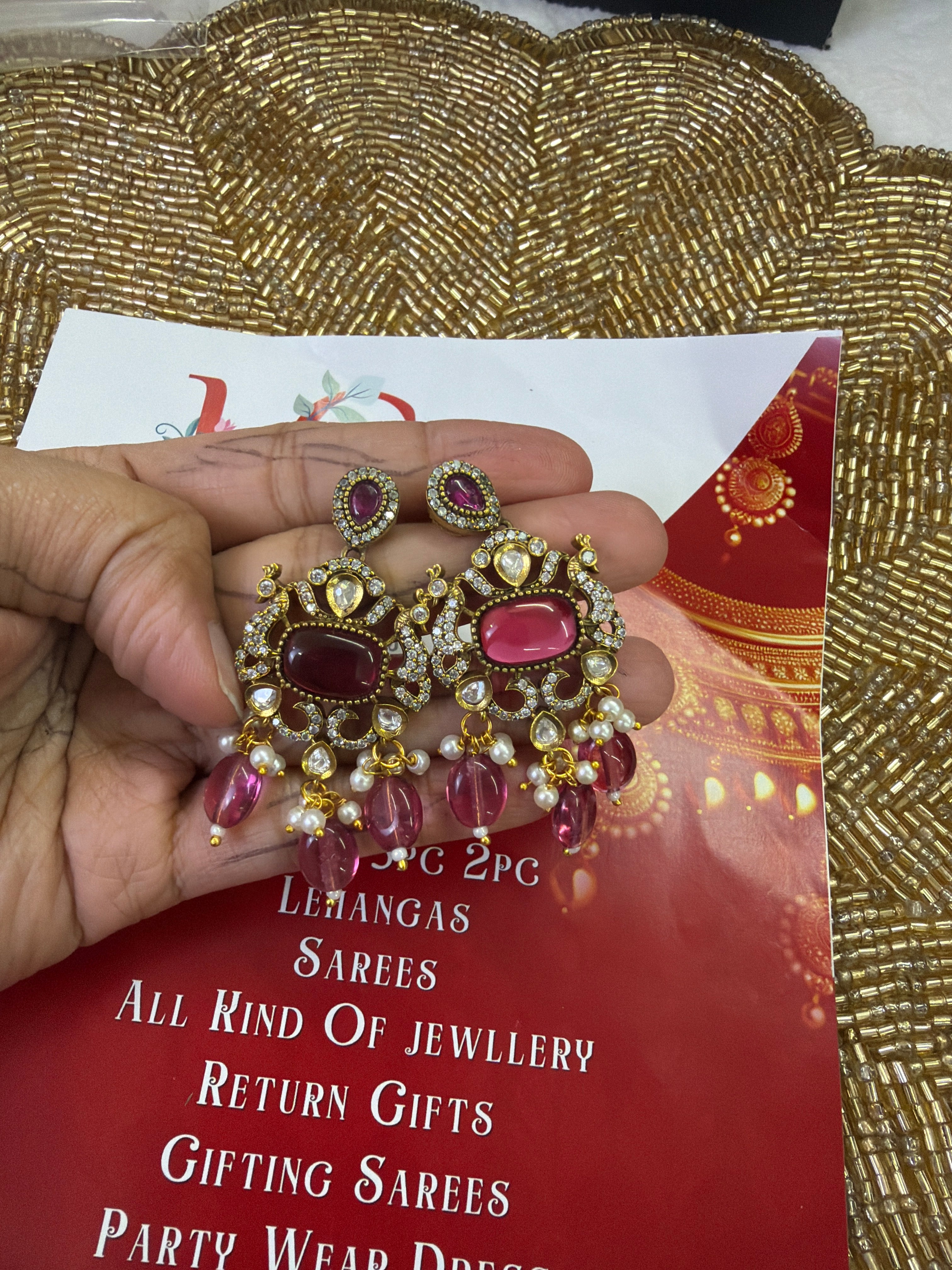 Elegant Beads Long Haram Set with Matching Earrings