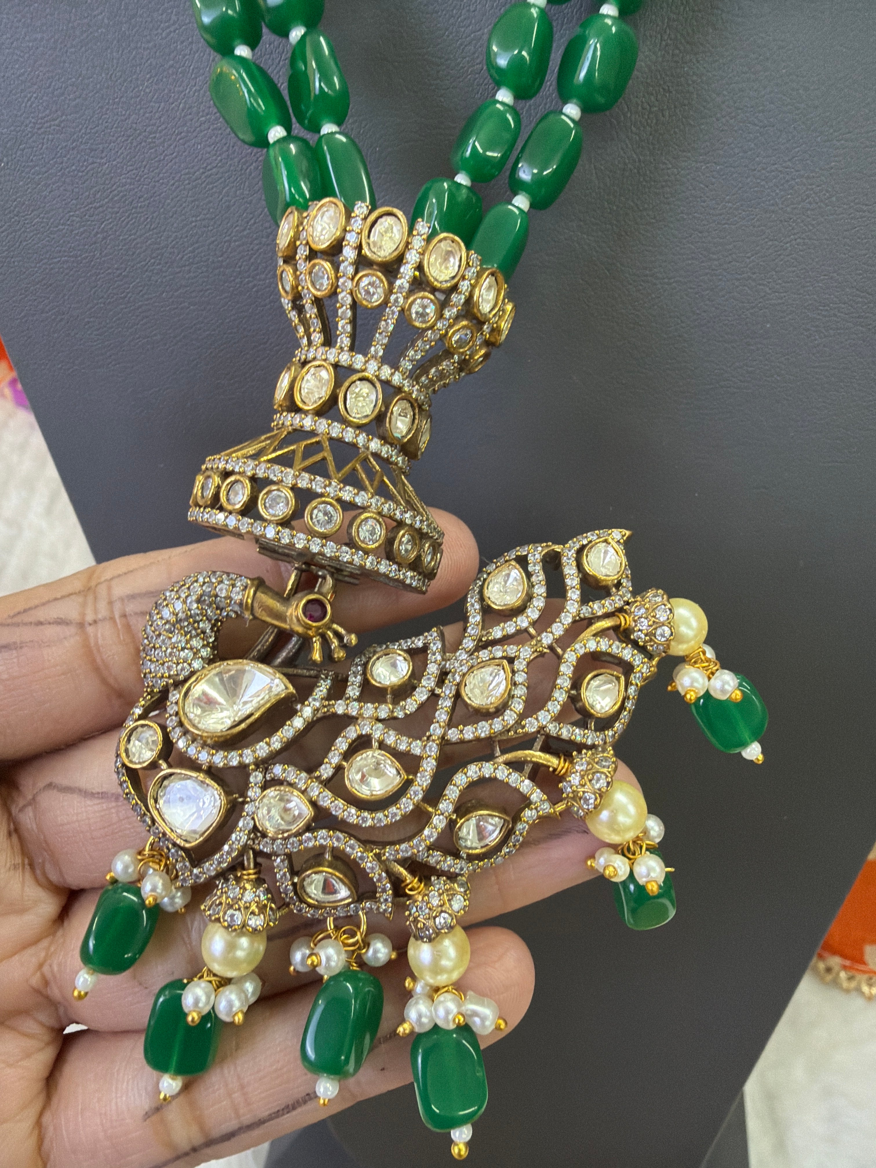 Elegant Beads Long Haram Set with Matching Earrings