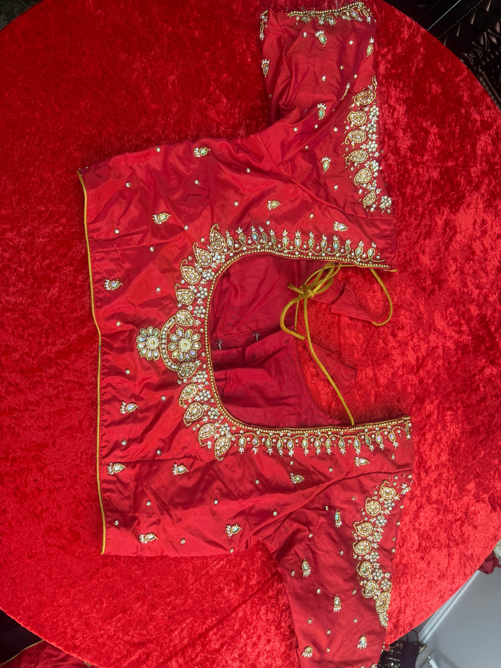 Red Heavy Maggam Work Blouse