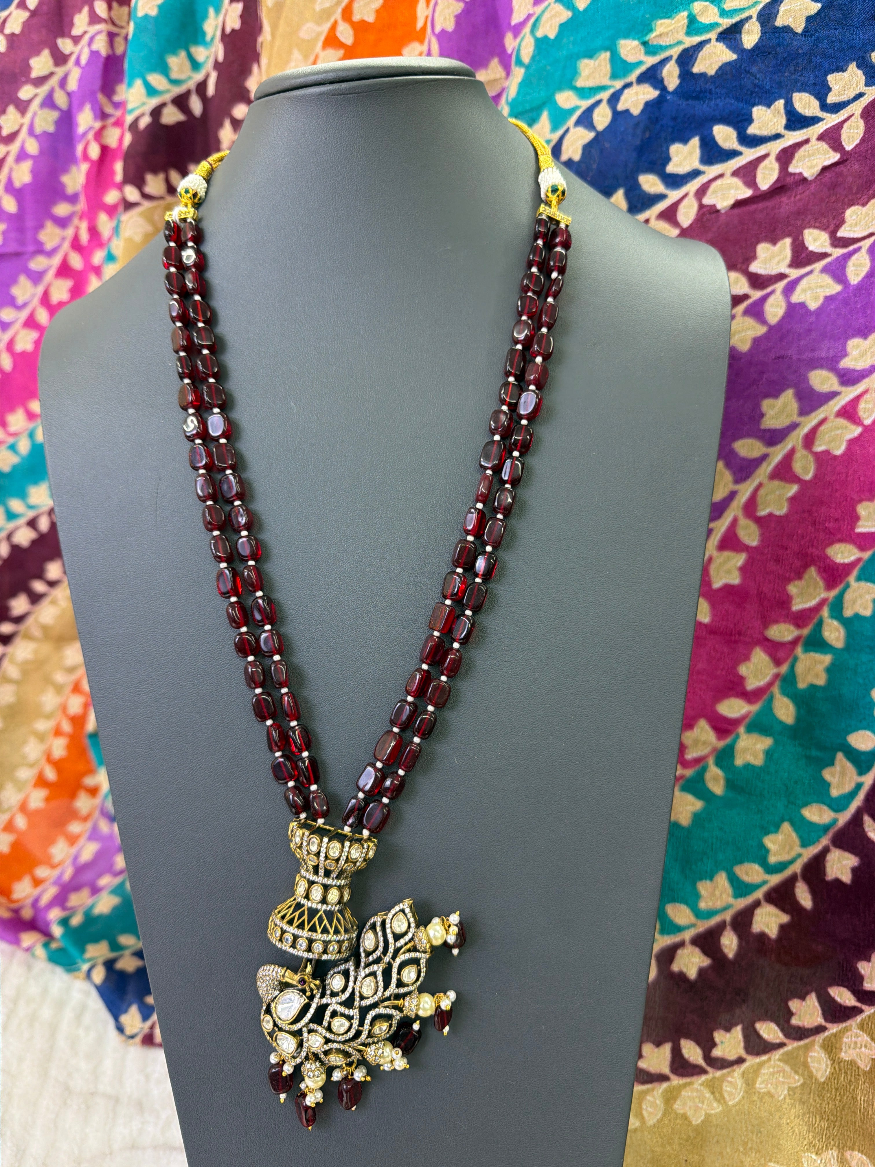 Elegant Beads Long Haram Set with Matching Earrings