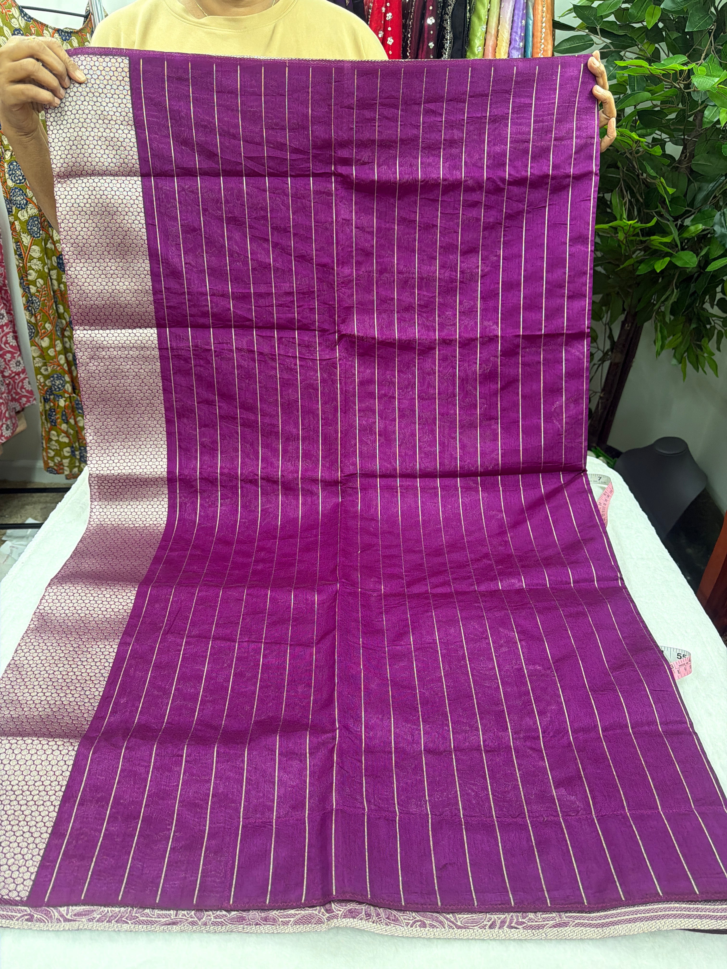 Elegant Tussar Silk Saree with Ready-Stitched Blouse ✨