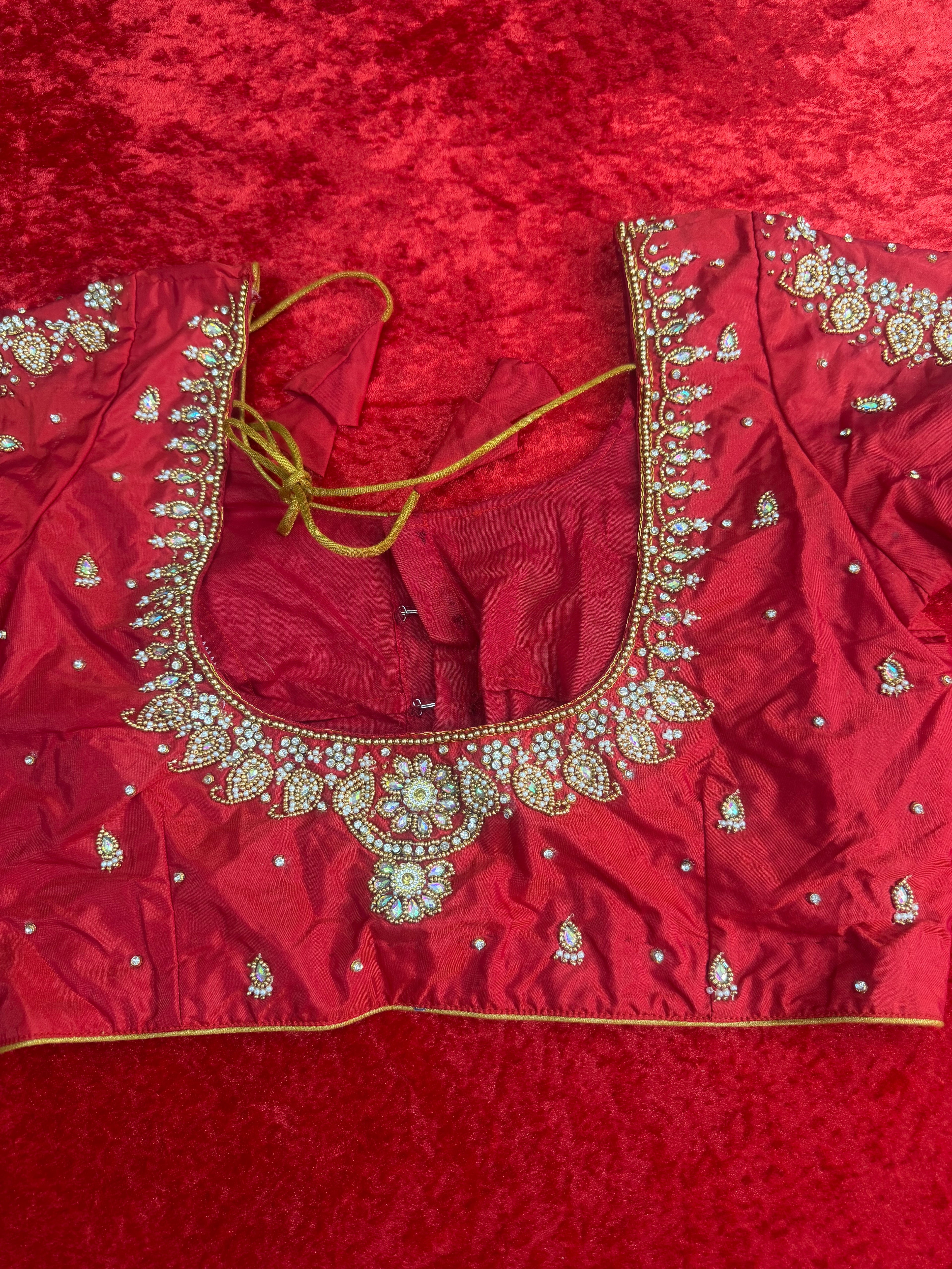 Red Heavy Maggam Work Blouse