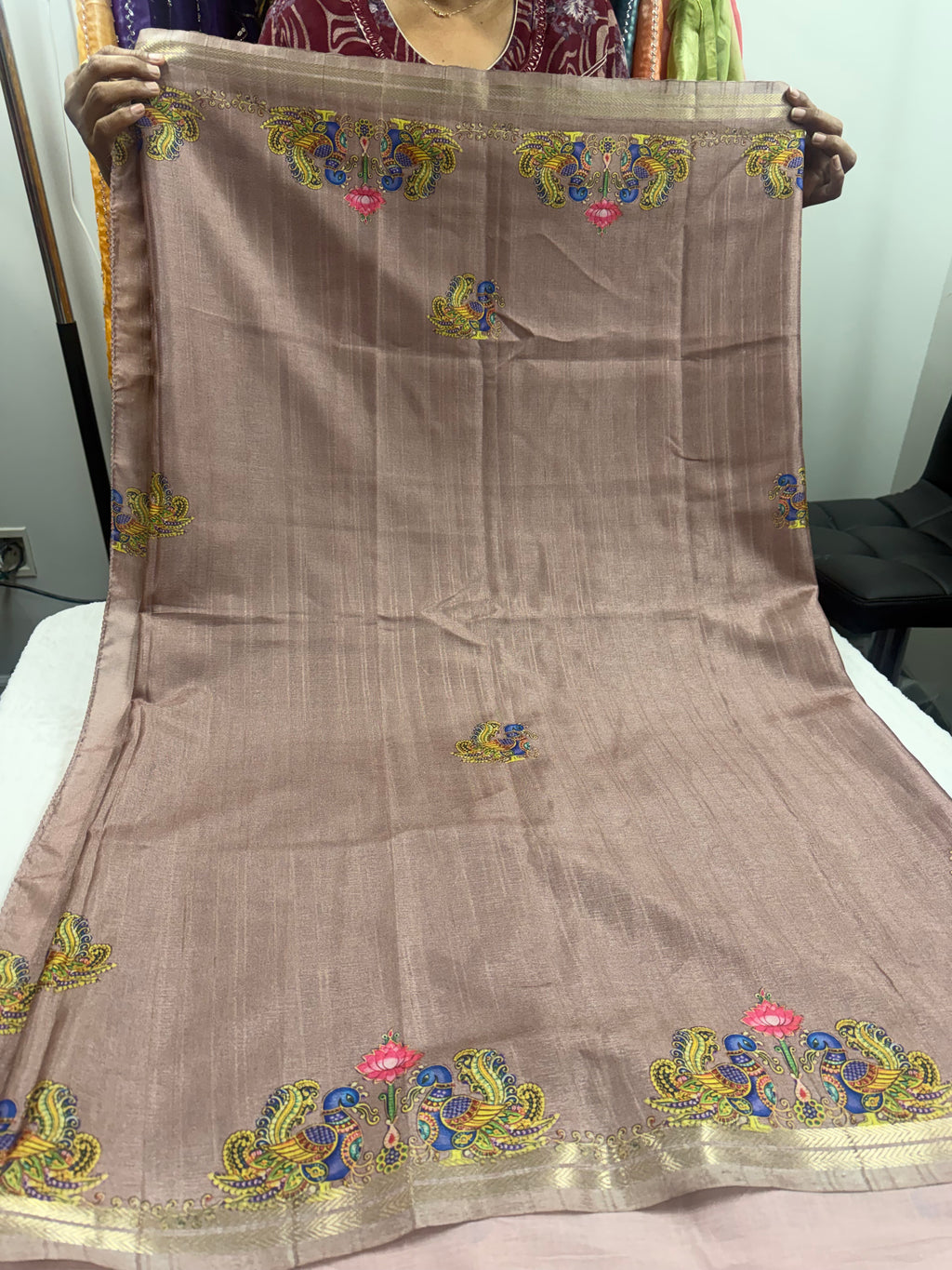 Tanjore tussar saree with stitched blouse