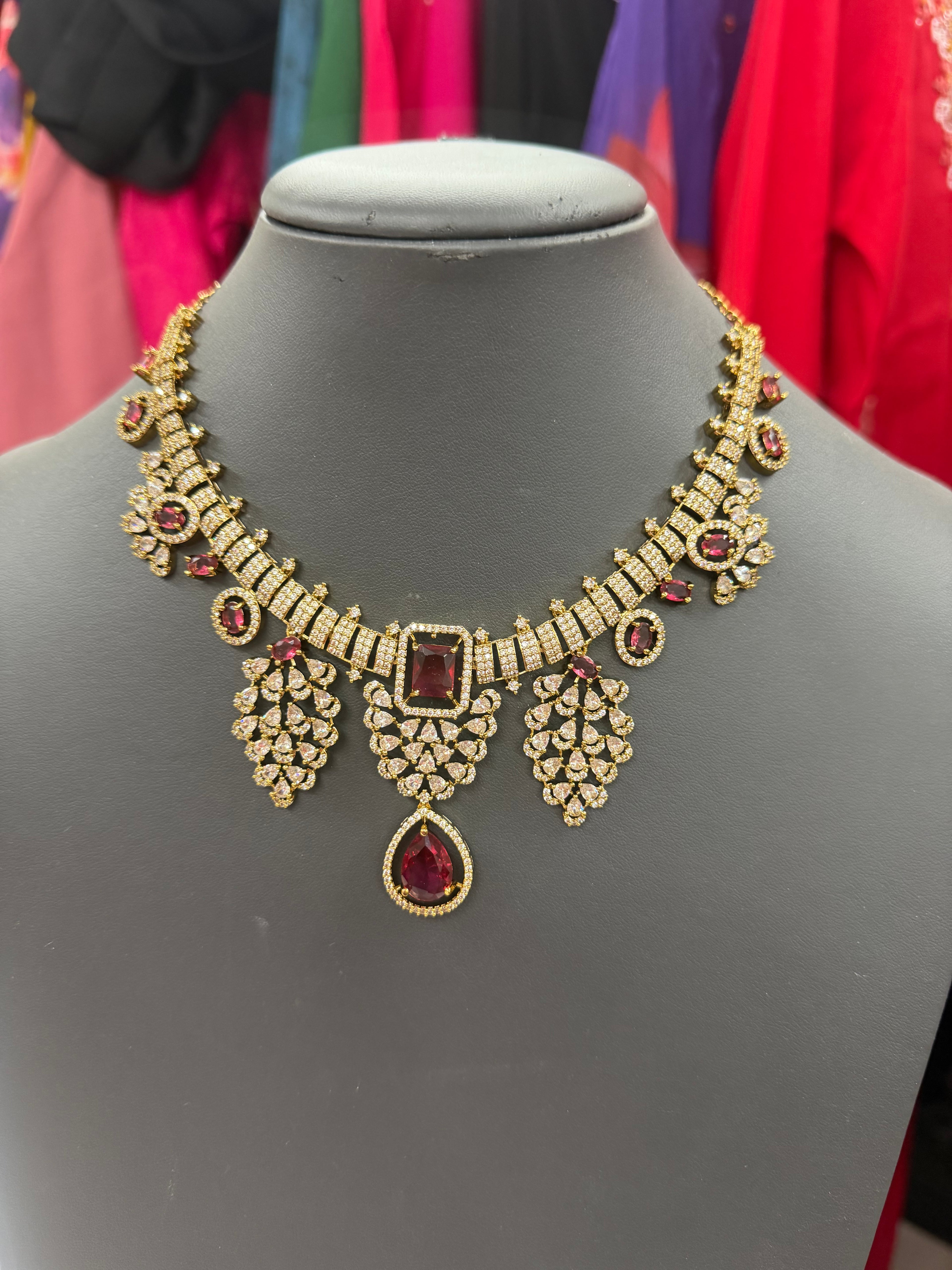 💎 Necklace + earrings + maang tikka set ✨