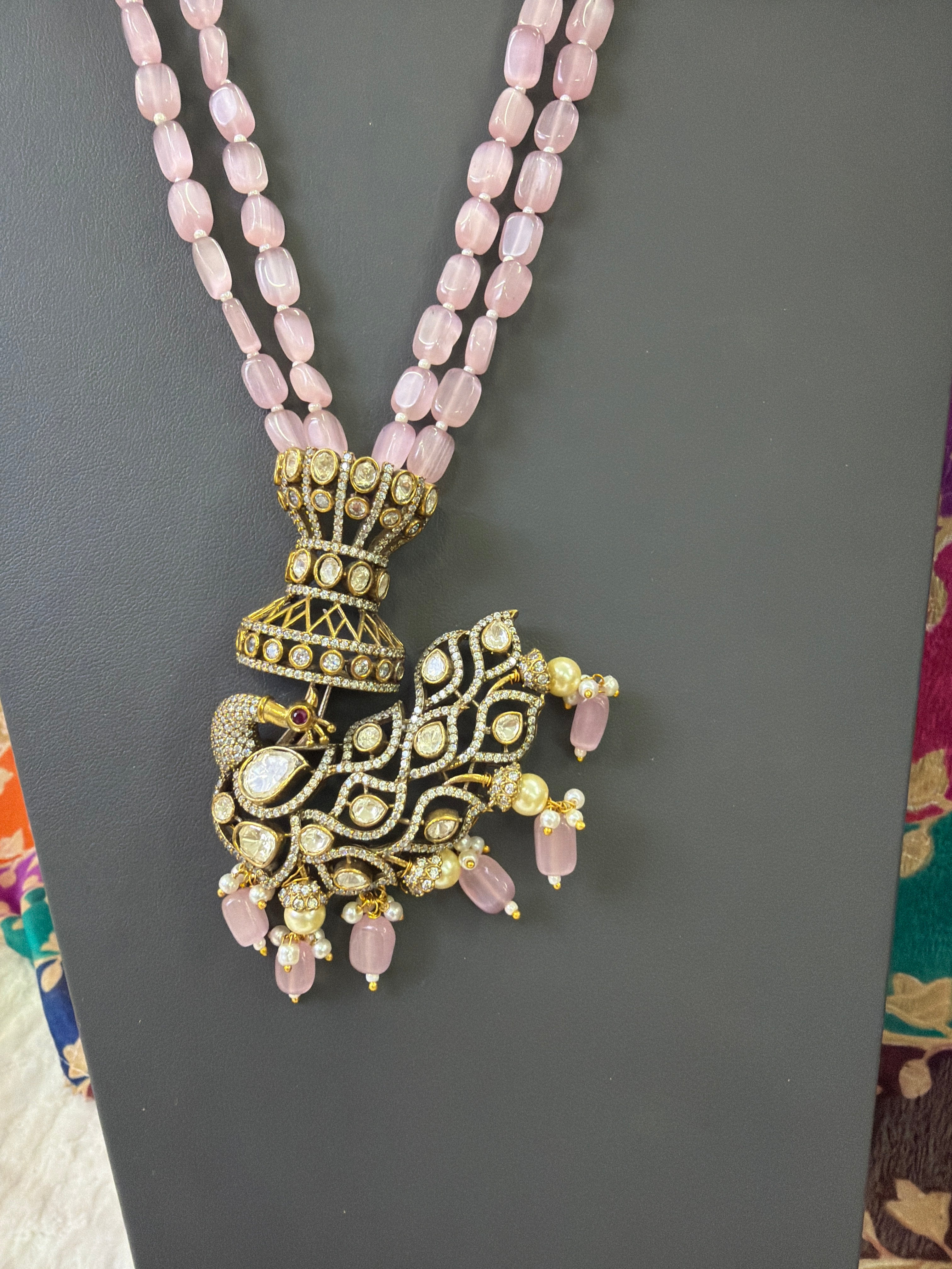 Elegant Beads Long Haram Set with Matching Earrings