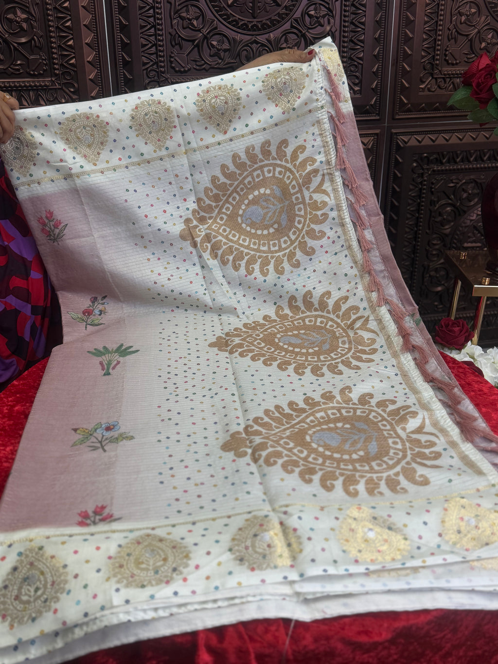 ✨ Lightweight Georgette Bandini Saree with Stitched Blouse ✨