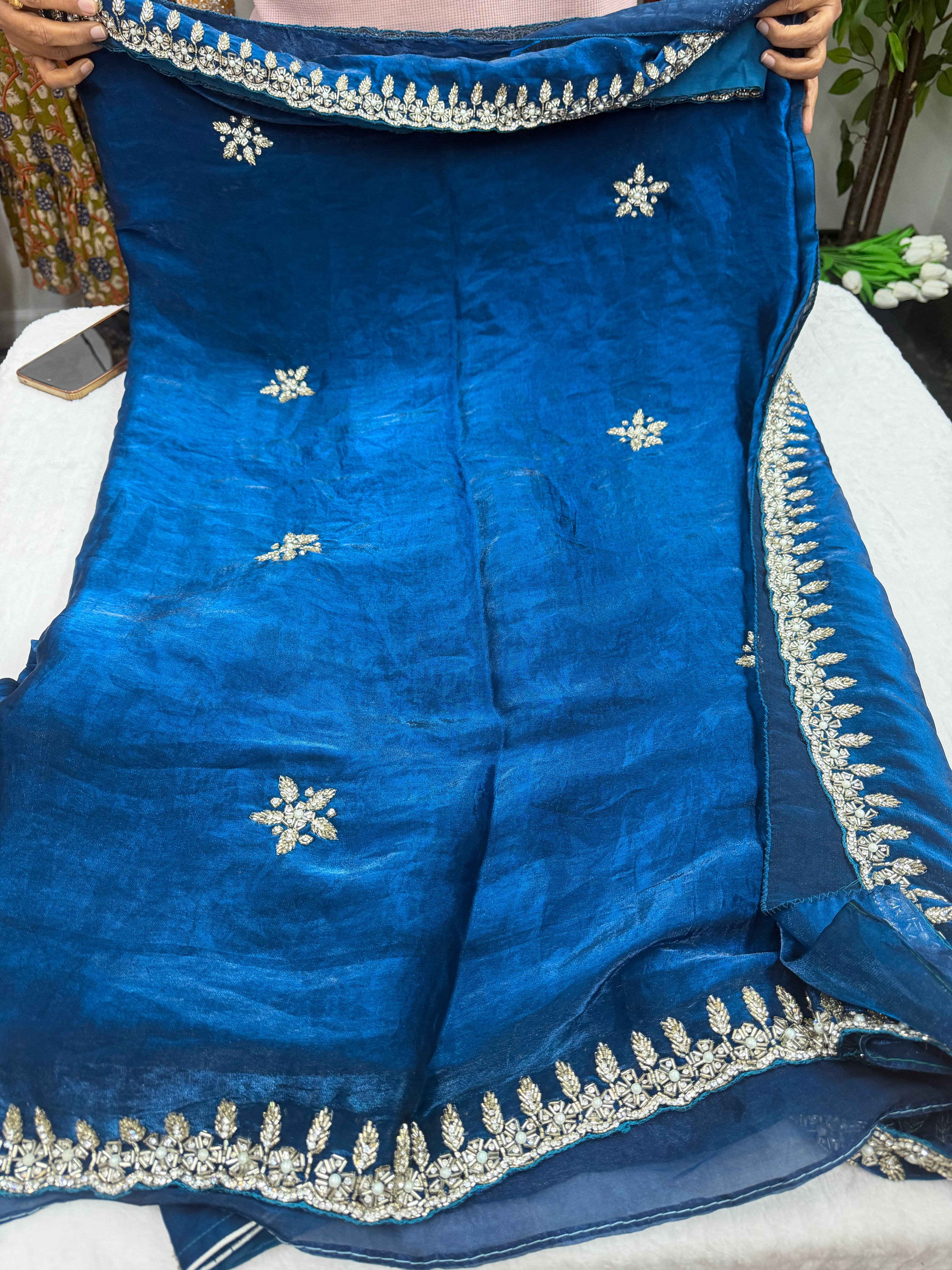 Premium party wear saree with stiched blouse