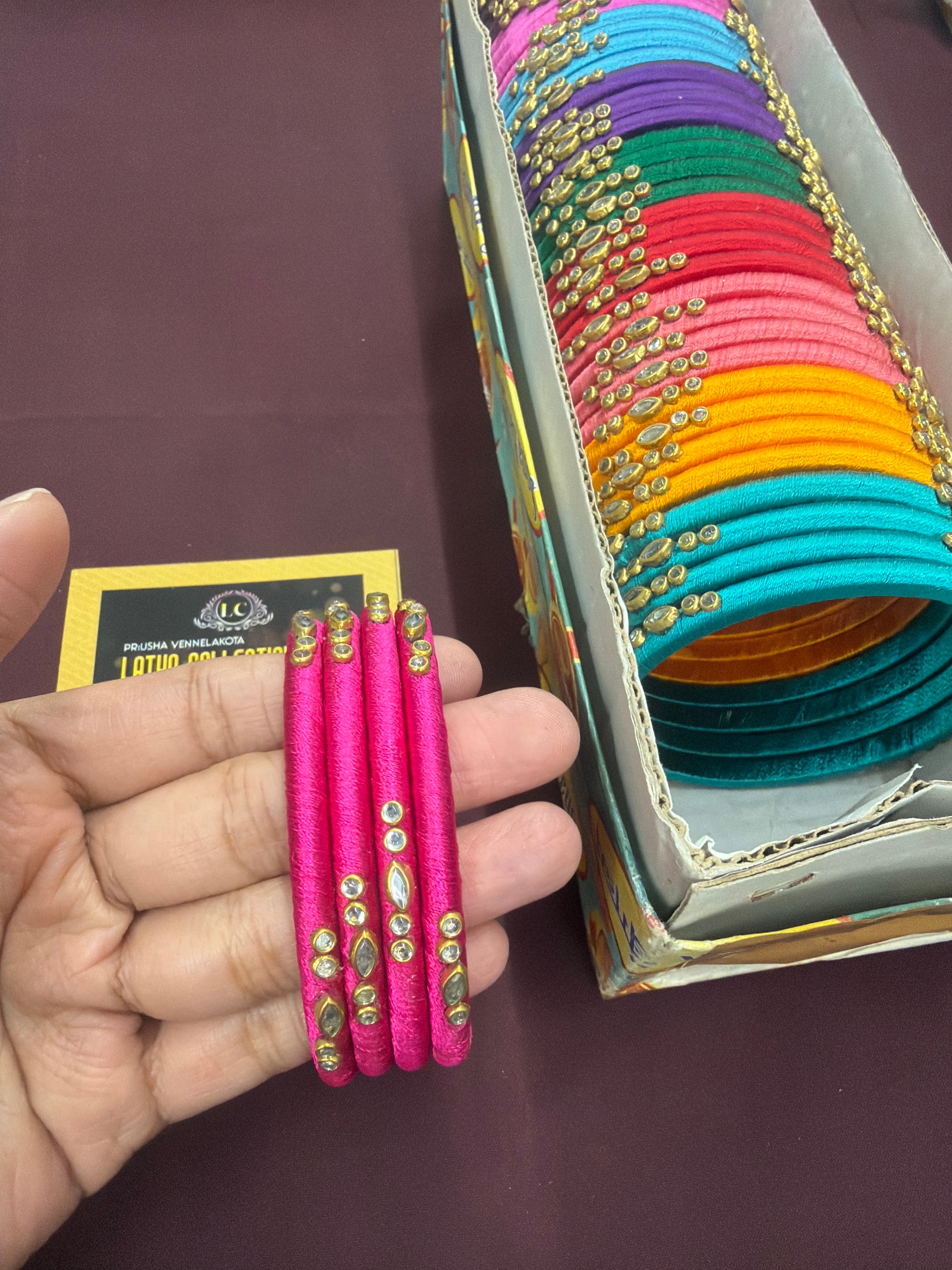 🧿 Silk Thread Bangles – Wholesale Box