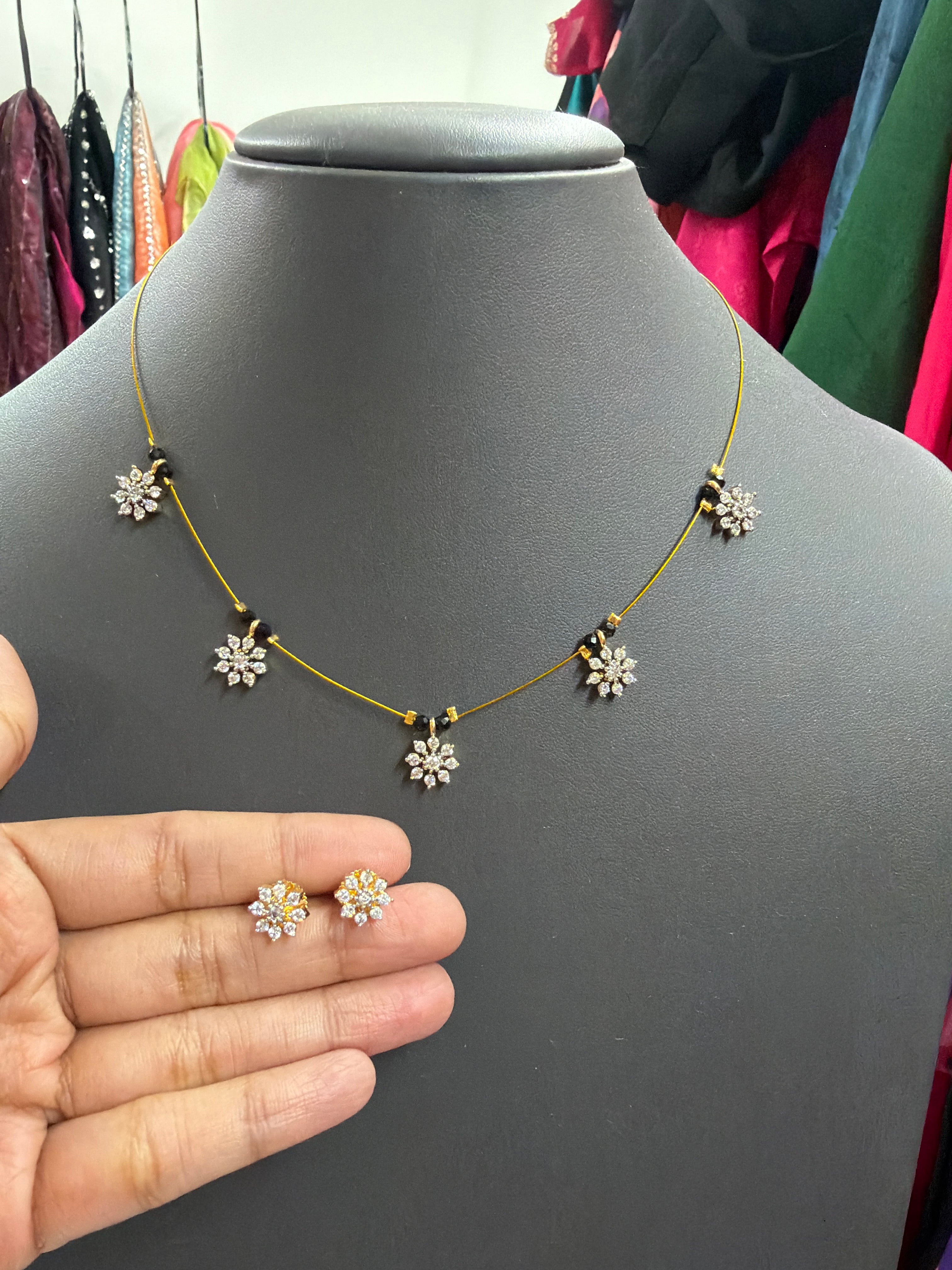 Invisible chain with earrings