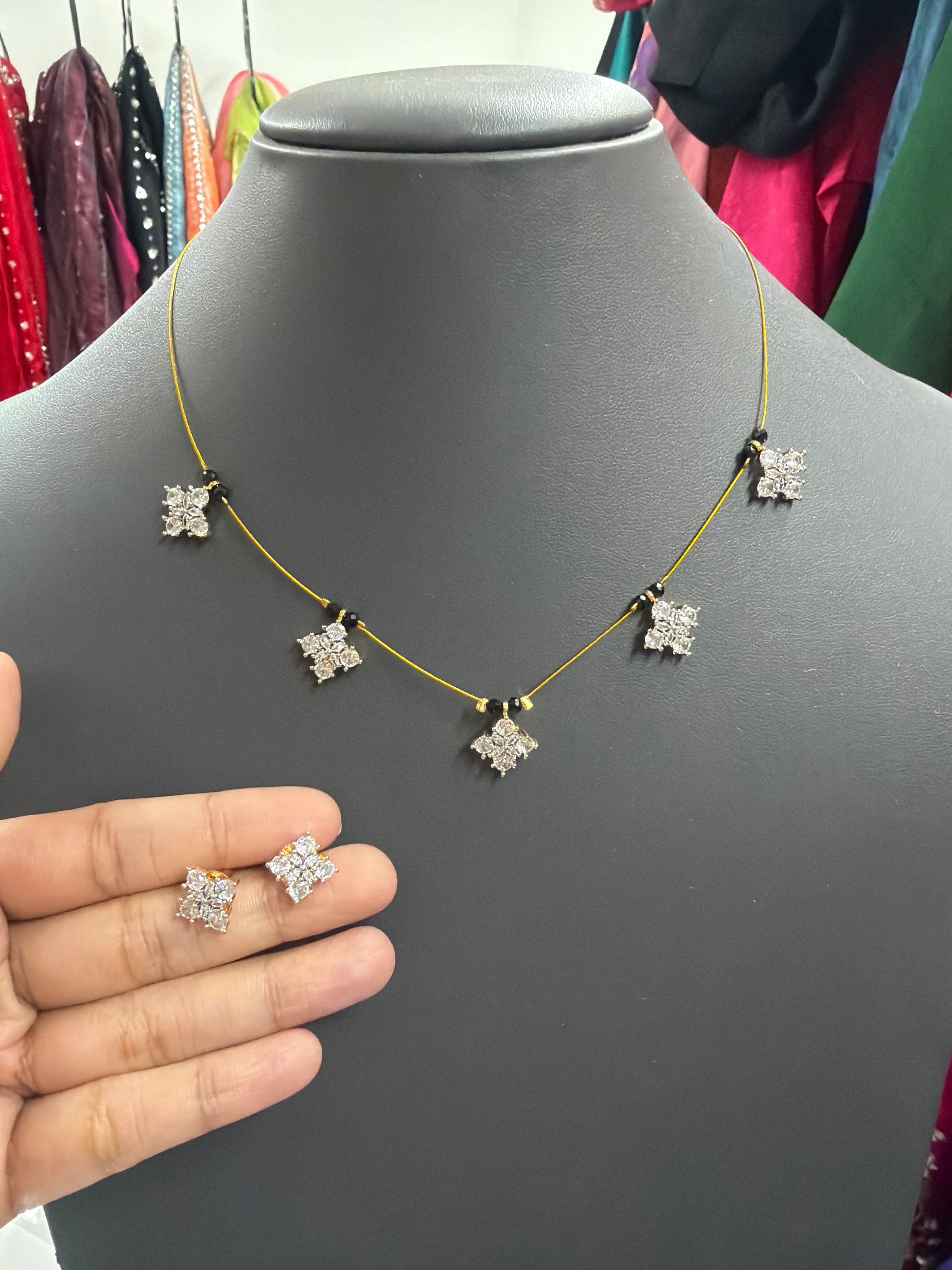 Invisible chain with earrings