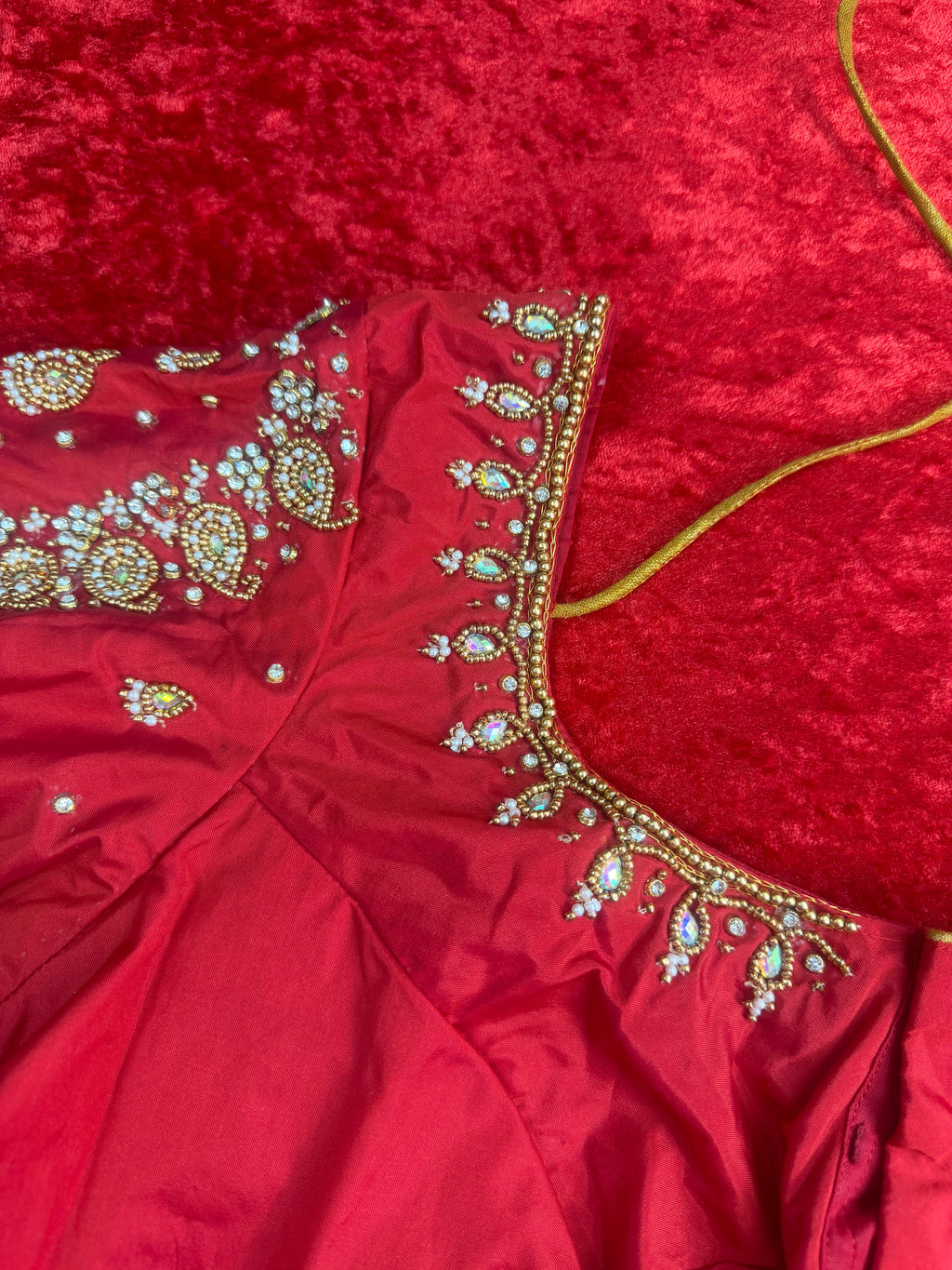 Red Heavy Maggam Work Blouse