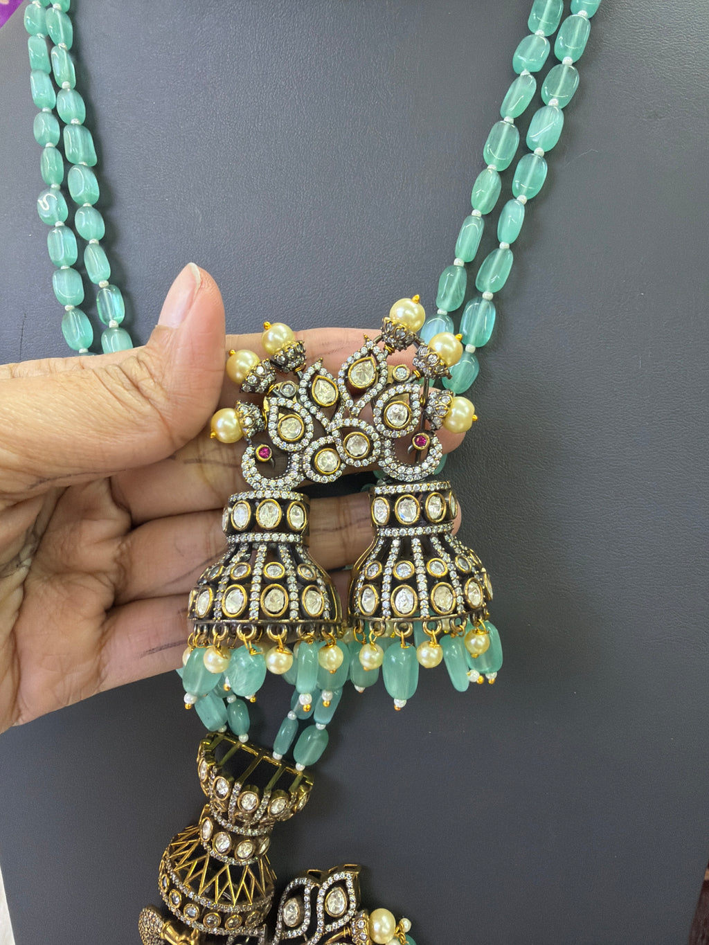 Elegant Beads Long Haram Set with Matching Earrings