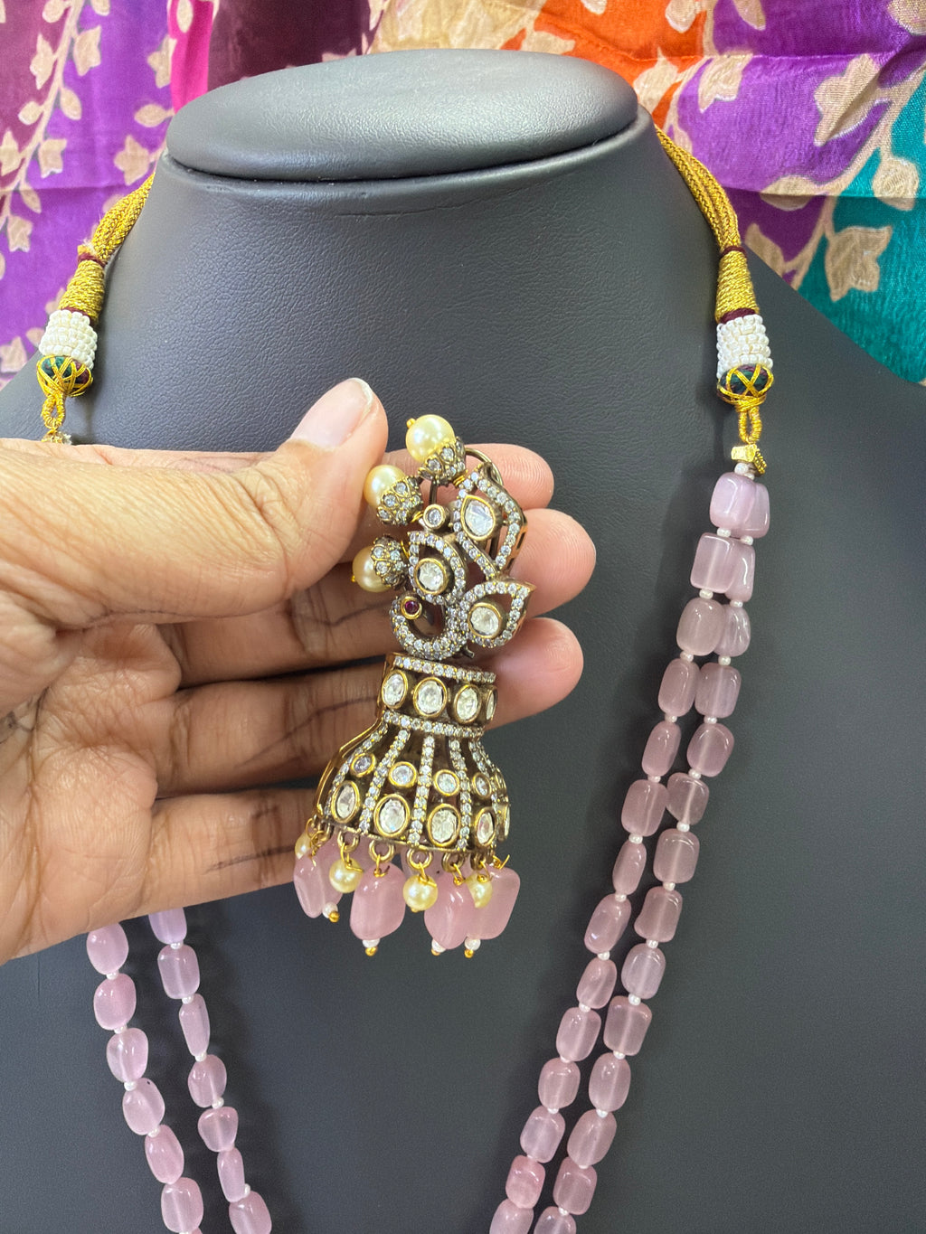 Elegant Beads Long Haram Set with Matching Earrings