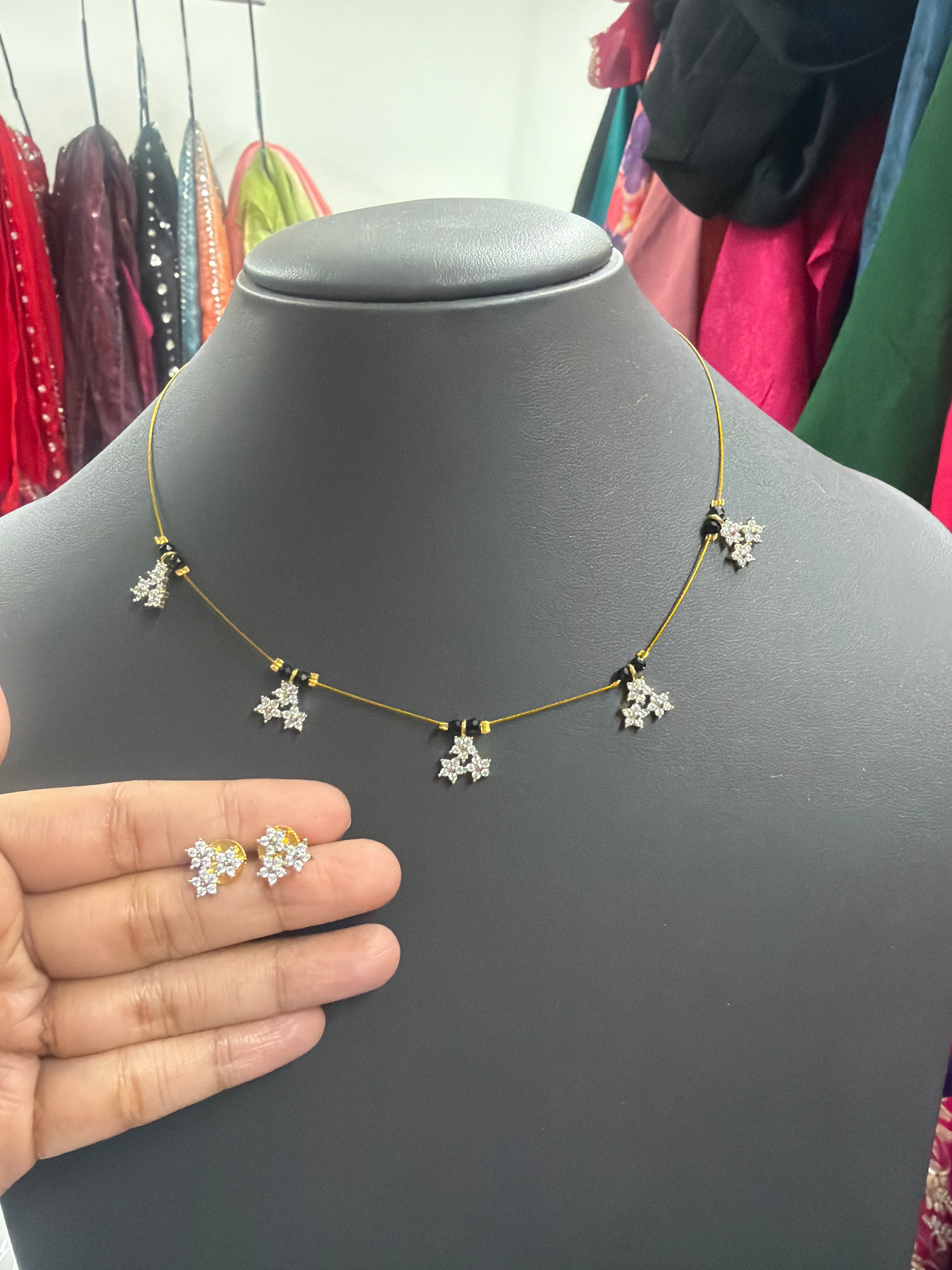 Invisible chain with earrings