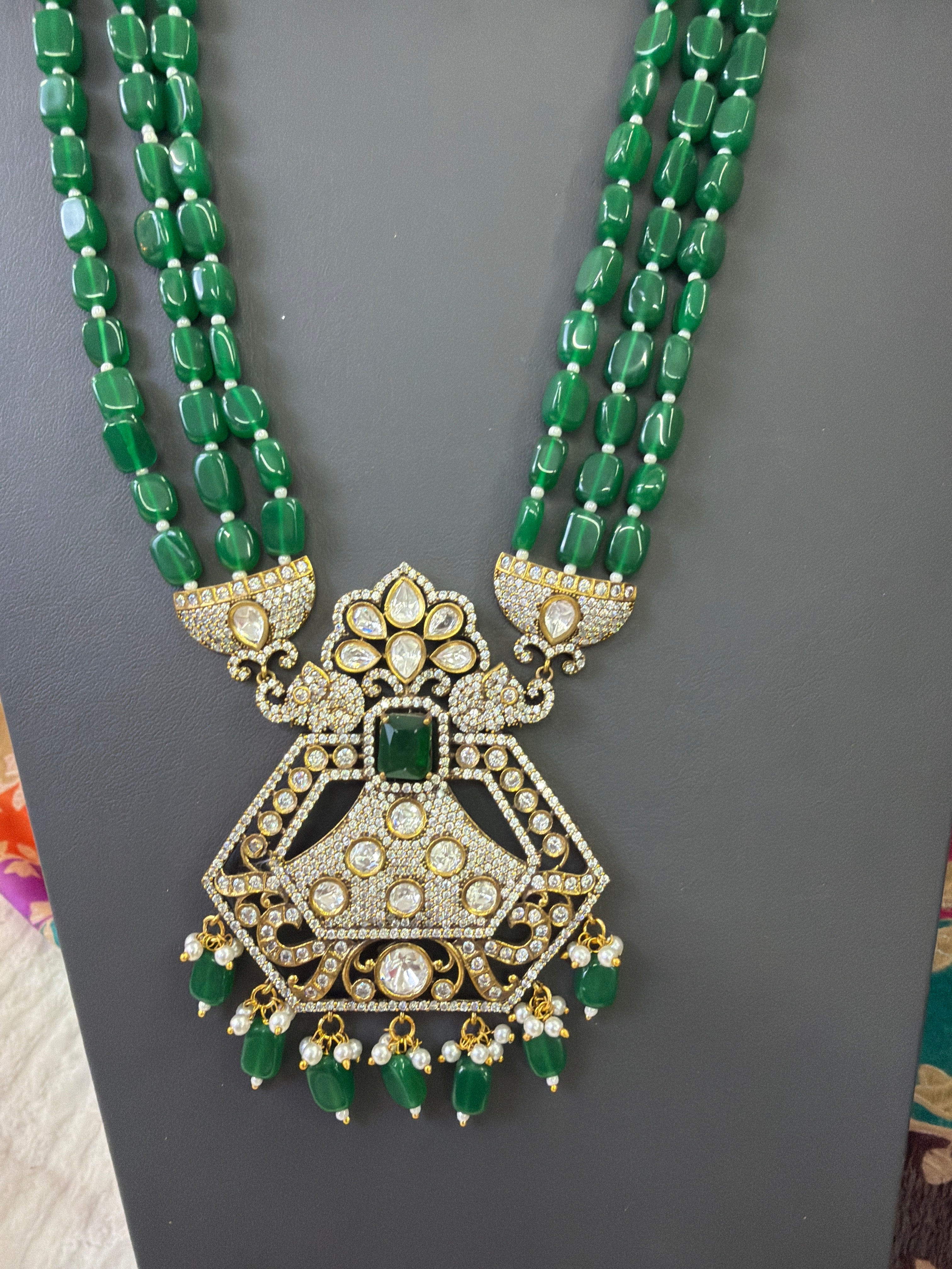 Elegant Beads Long Haram Set with Matching Earrings