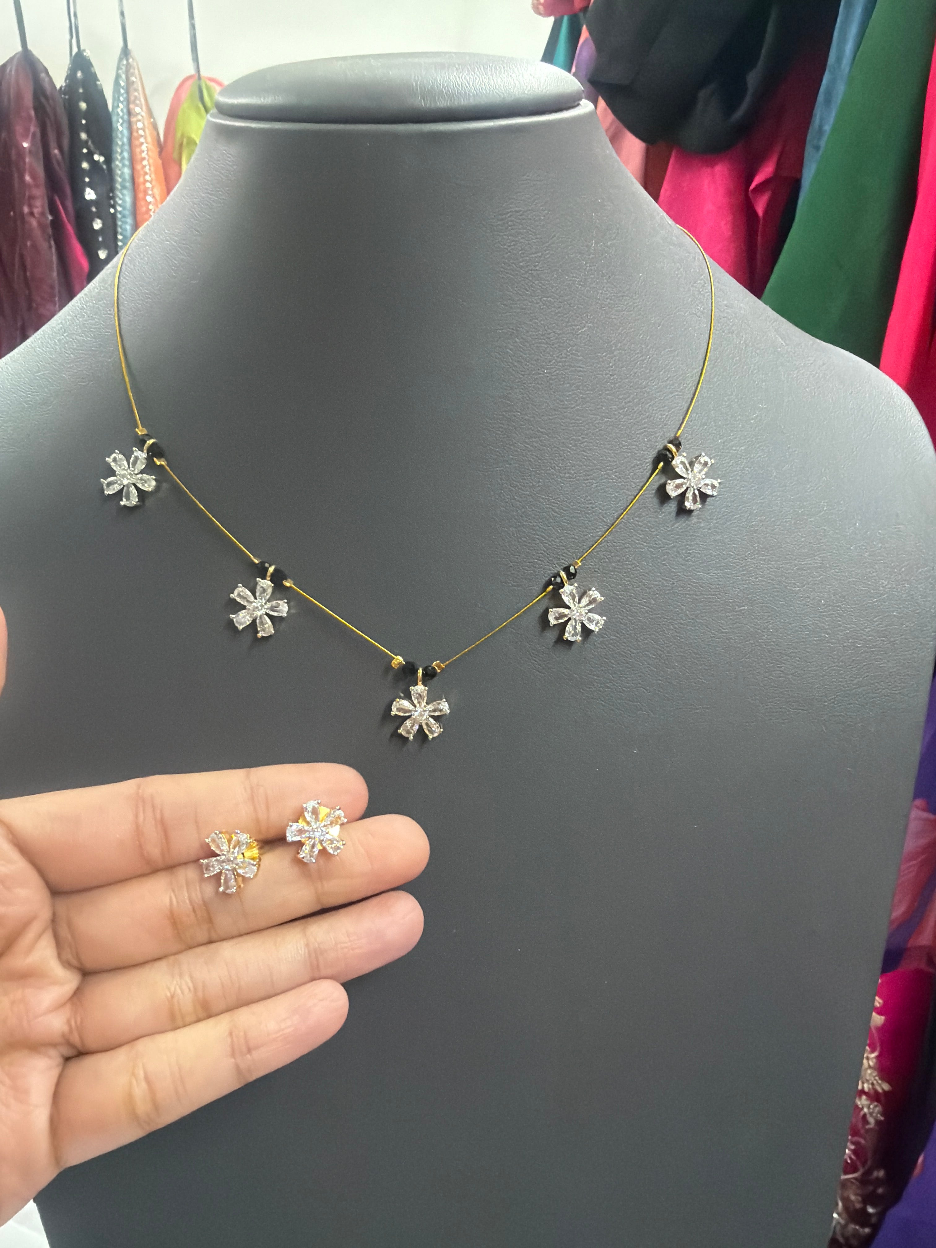 Invisible chain with earrings