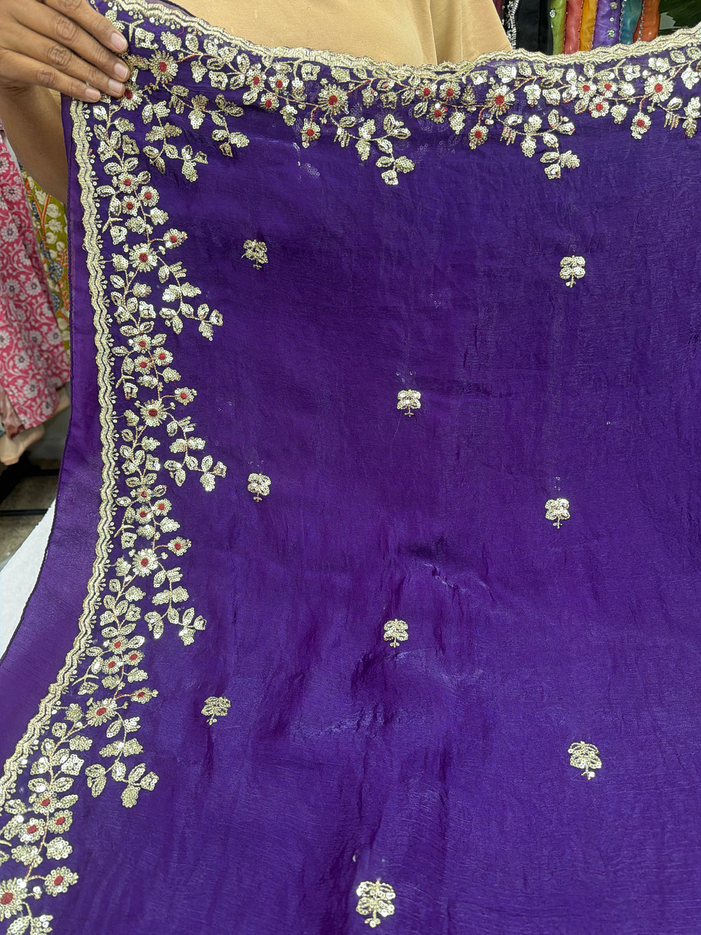 Chinon Crepe Saree with Stitched Blouse