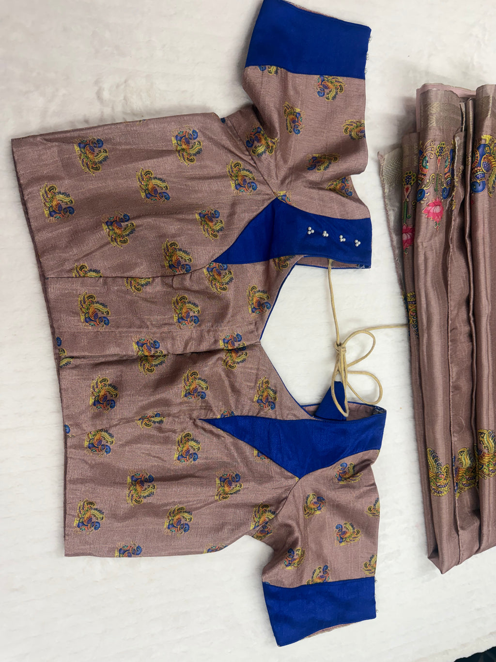 Tanjore tussar saree with stitched blouse