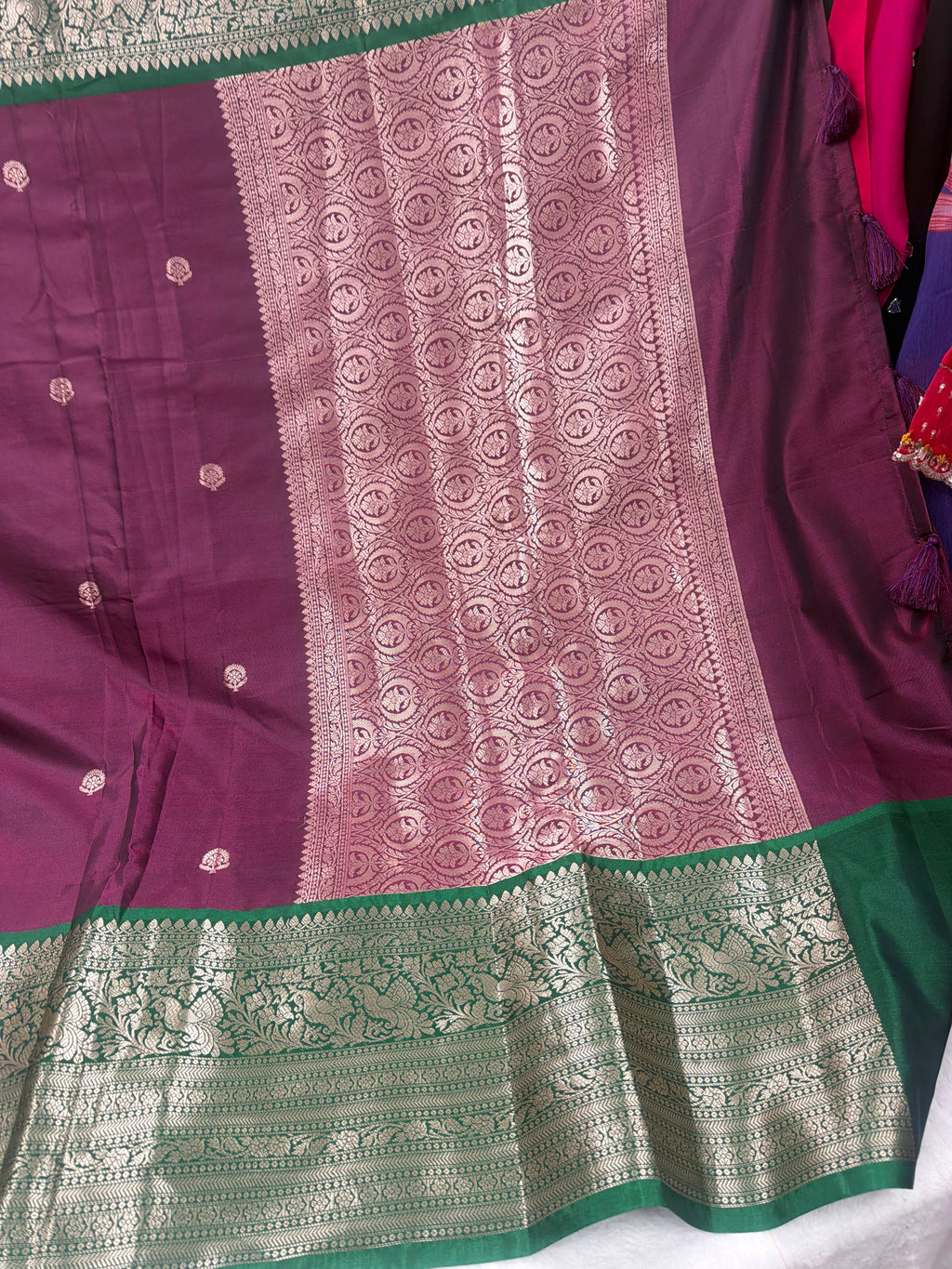 Semi gadwal saree with maggam stoched blouse