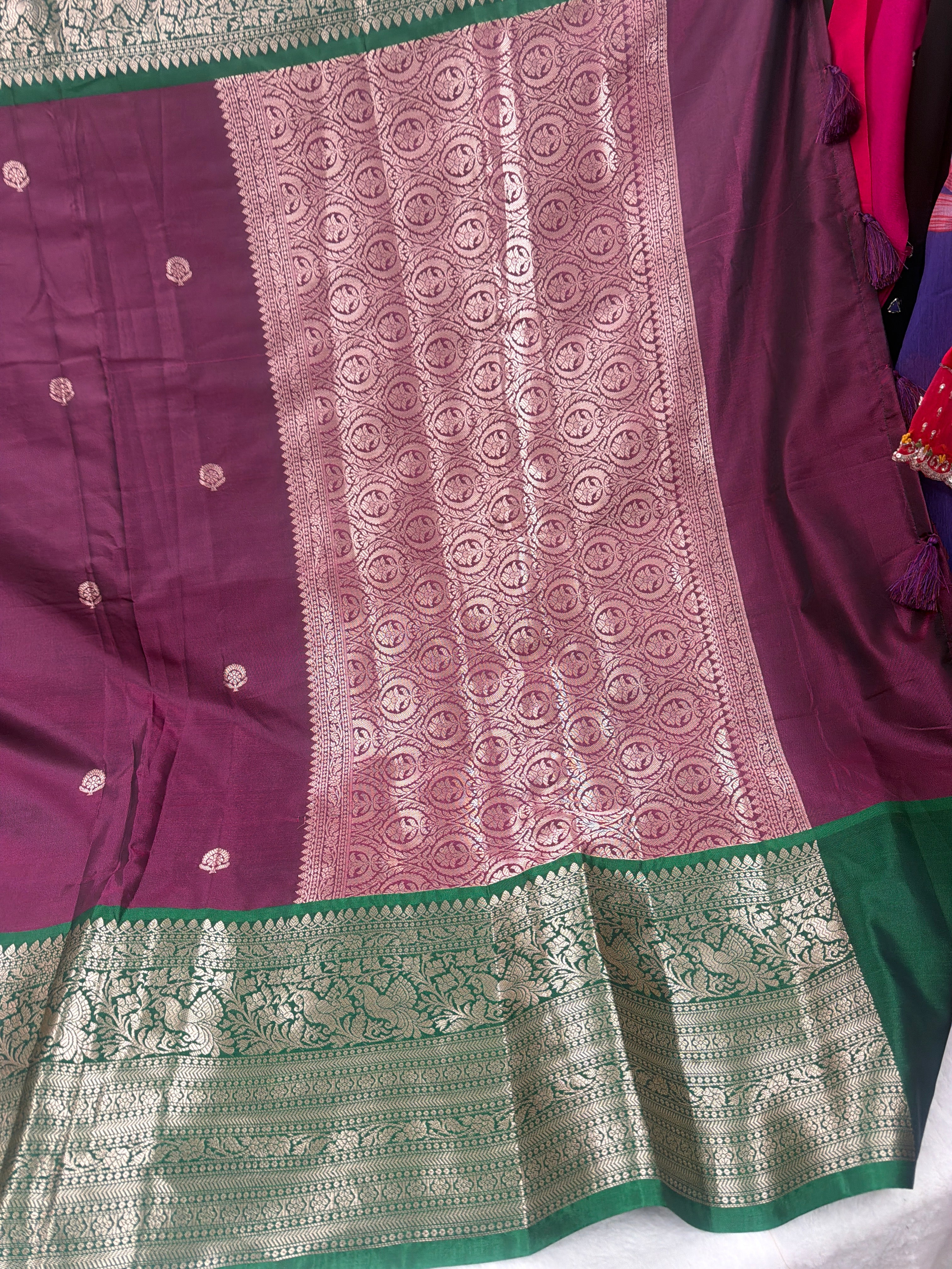 Semi gadwal saree with maggam stoched blouse