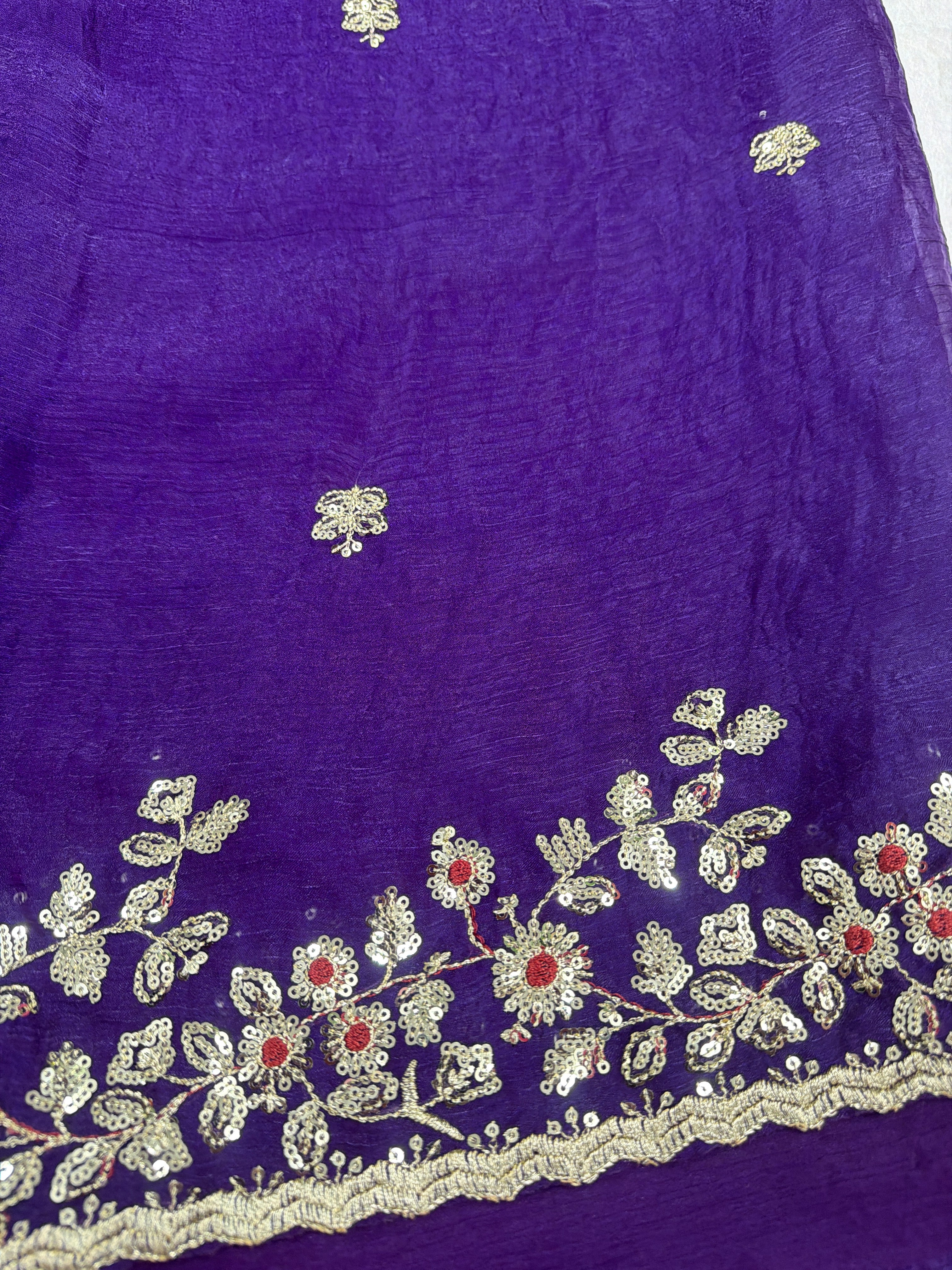 Chinon Crepe Saree with Stitched Blouse