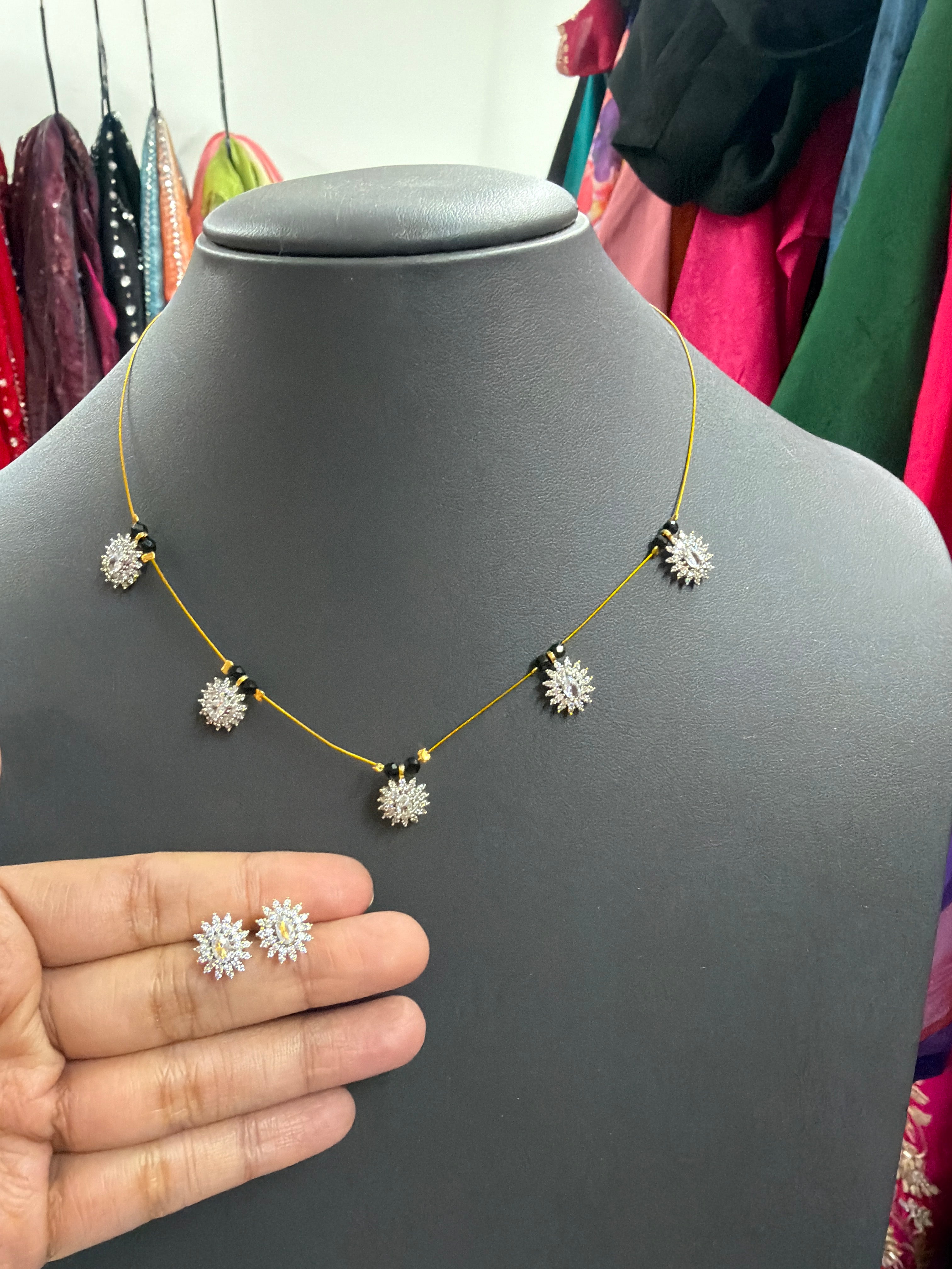 Invisible chain with earrings