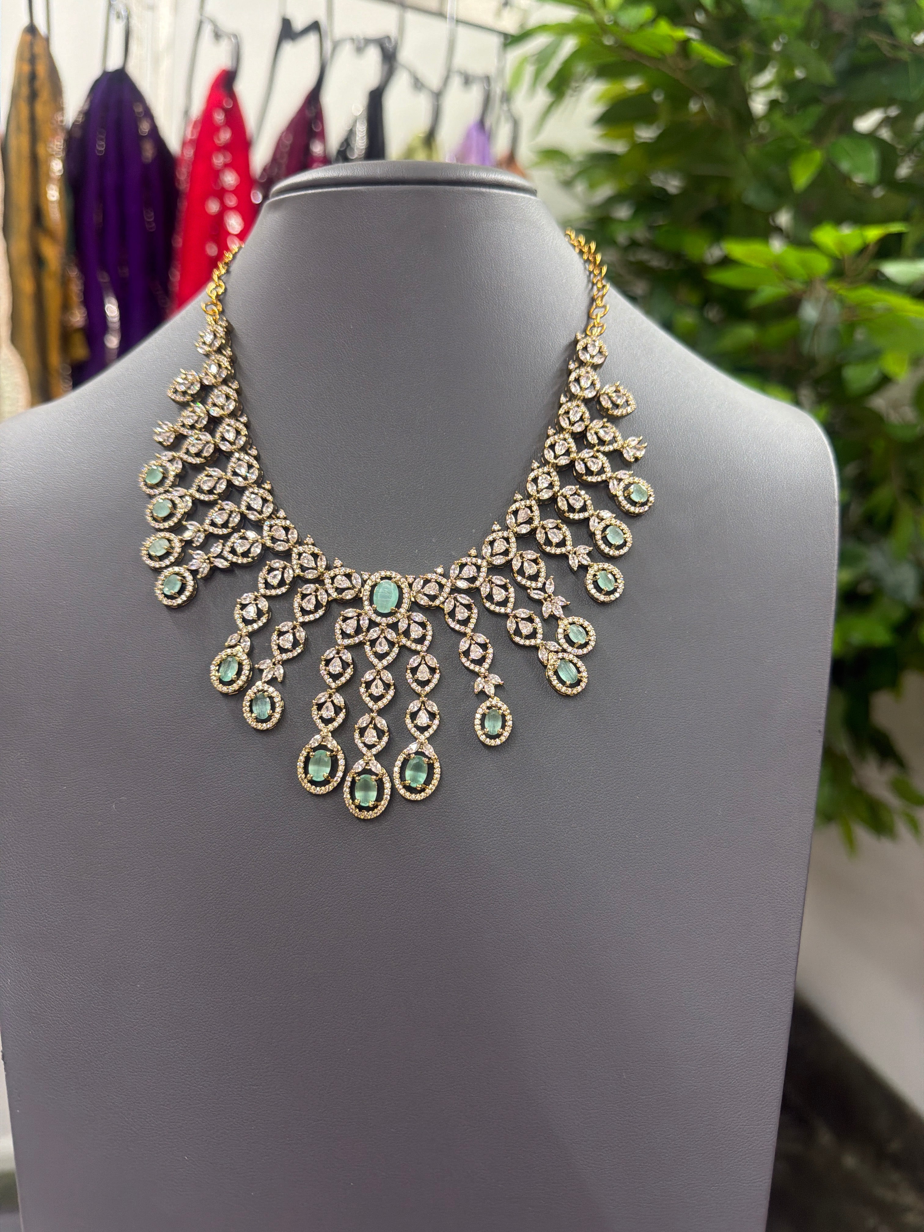 Grand Statement Necklace Set with Earrings