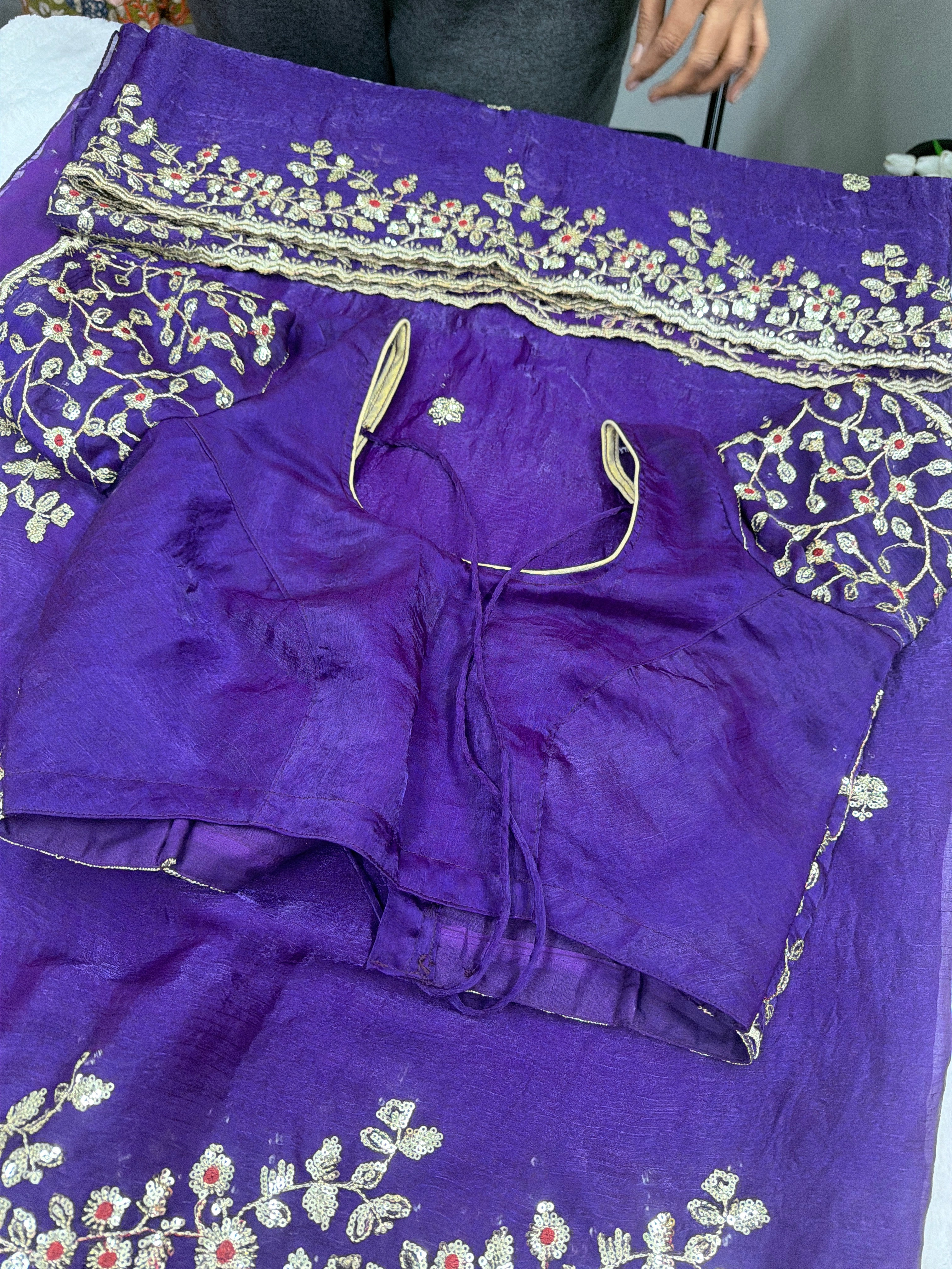Chinon Crepe Saree with Stitched Blouse