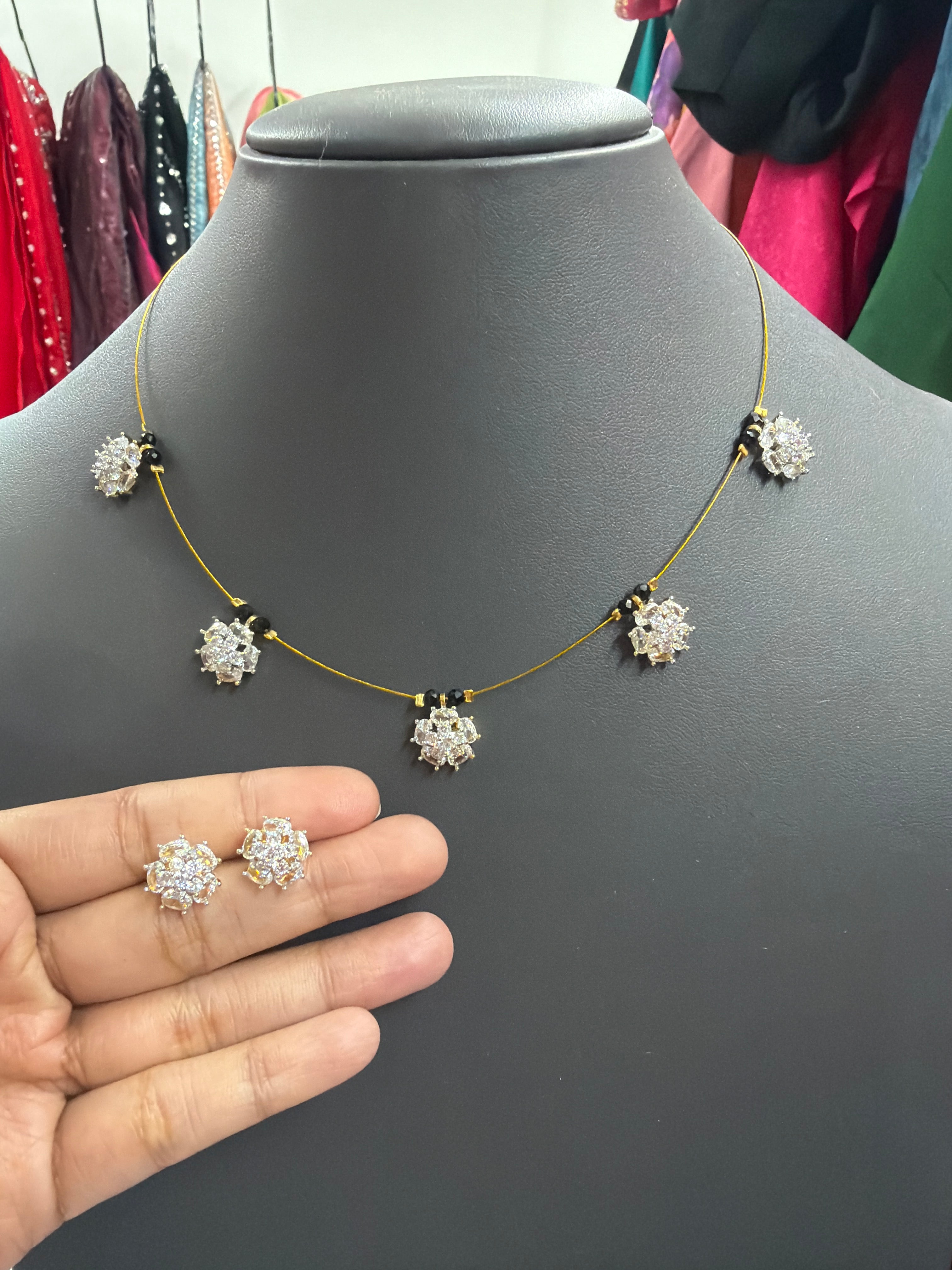 Invisible chain with earrings