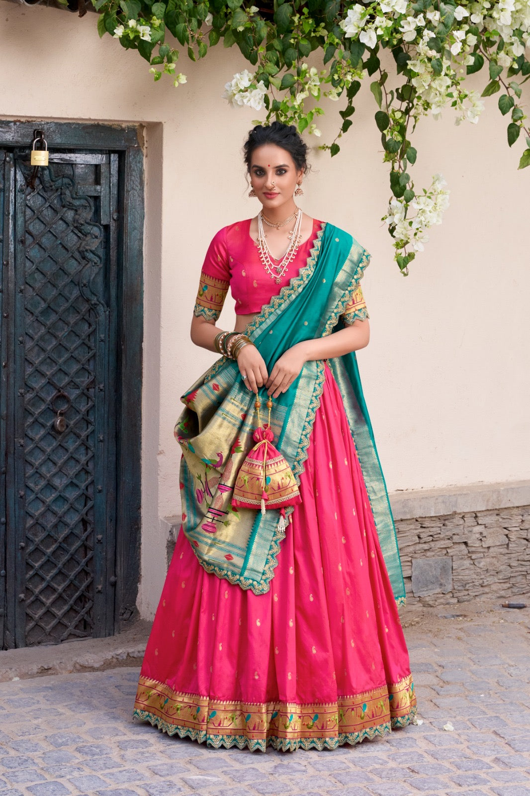 Paithani Lehanga with Grand Duppata & Potli