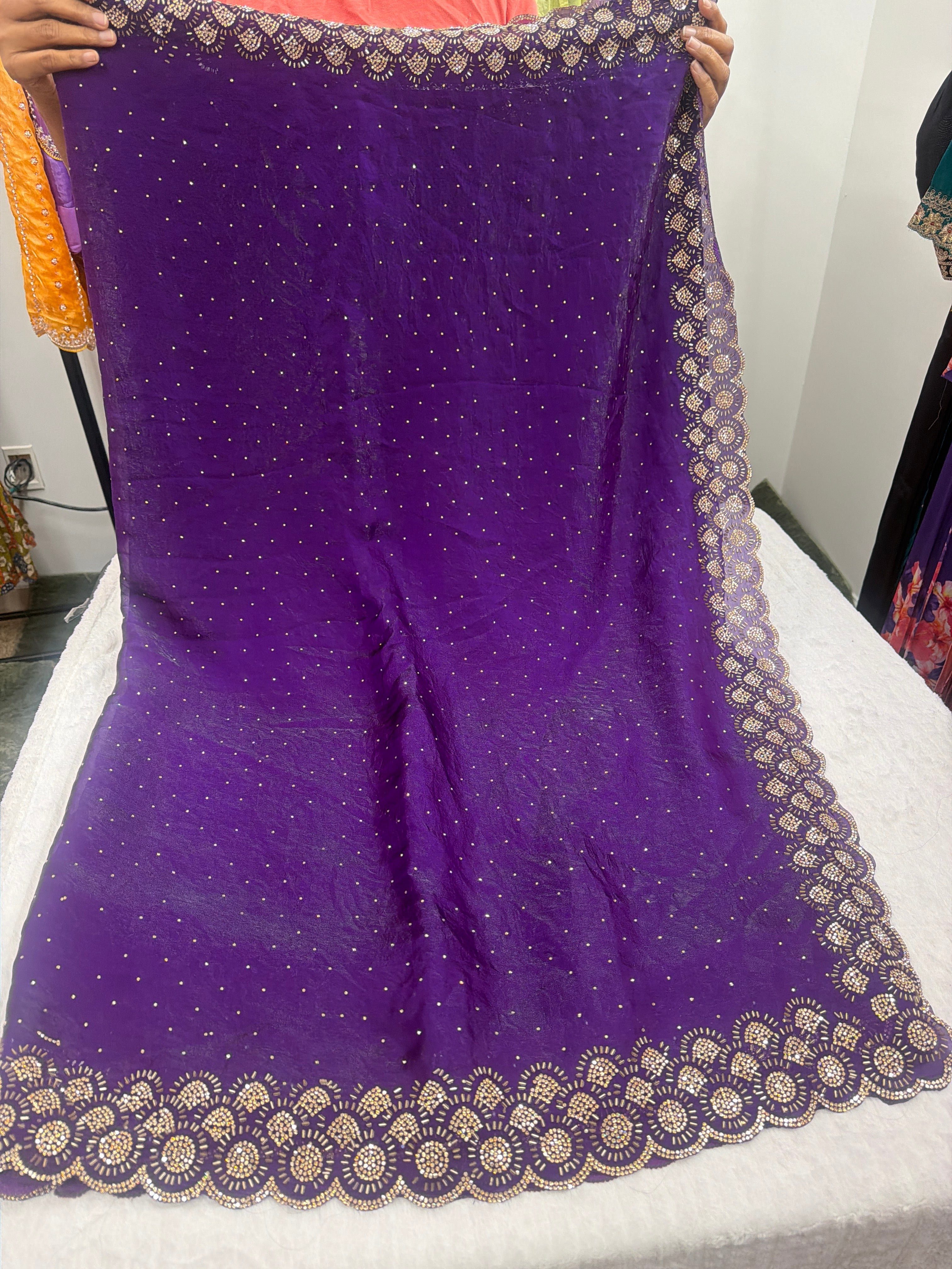 Fendy silk party wear saree with stitched blouse 💫