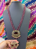 Elegant Beads Long Haram Set with Matching Earrings