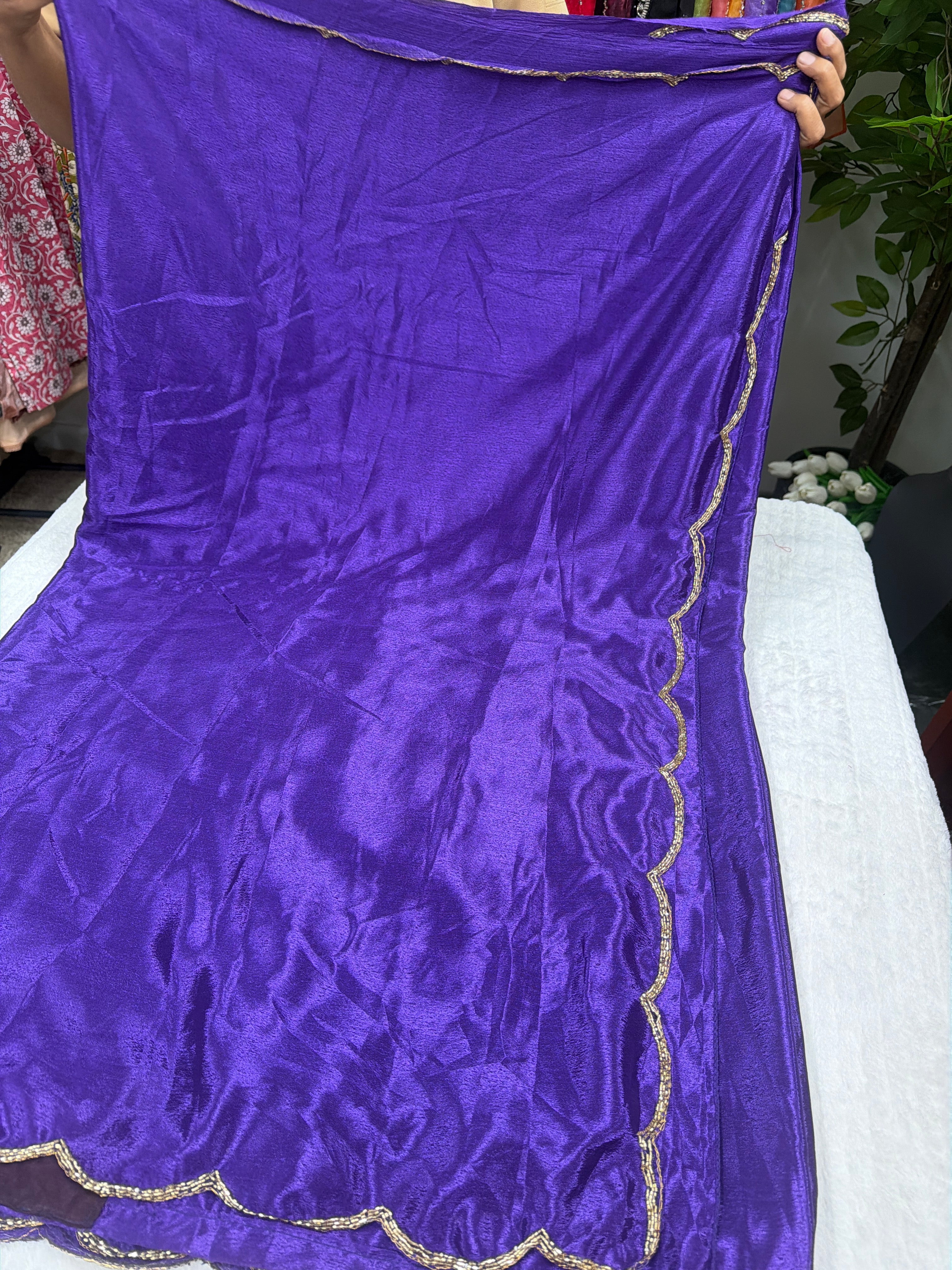 Chinon Crepe Saree with Stitched Blouse