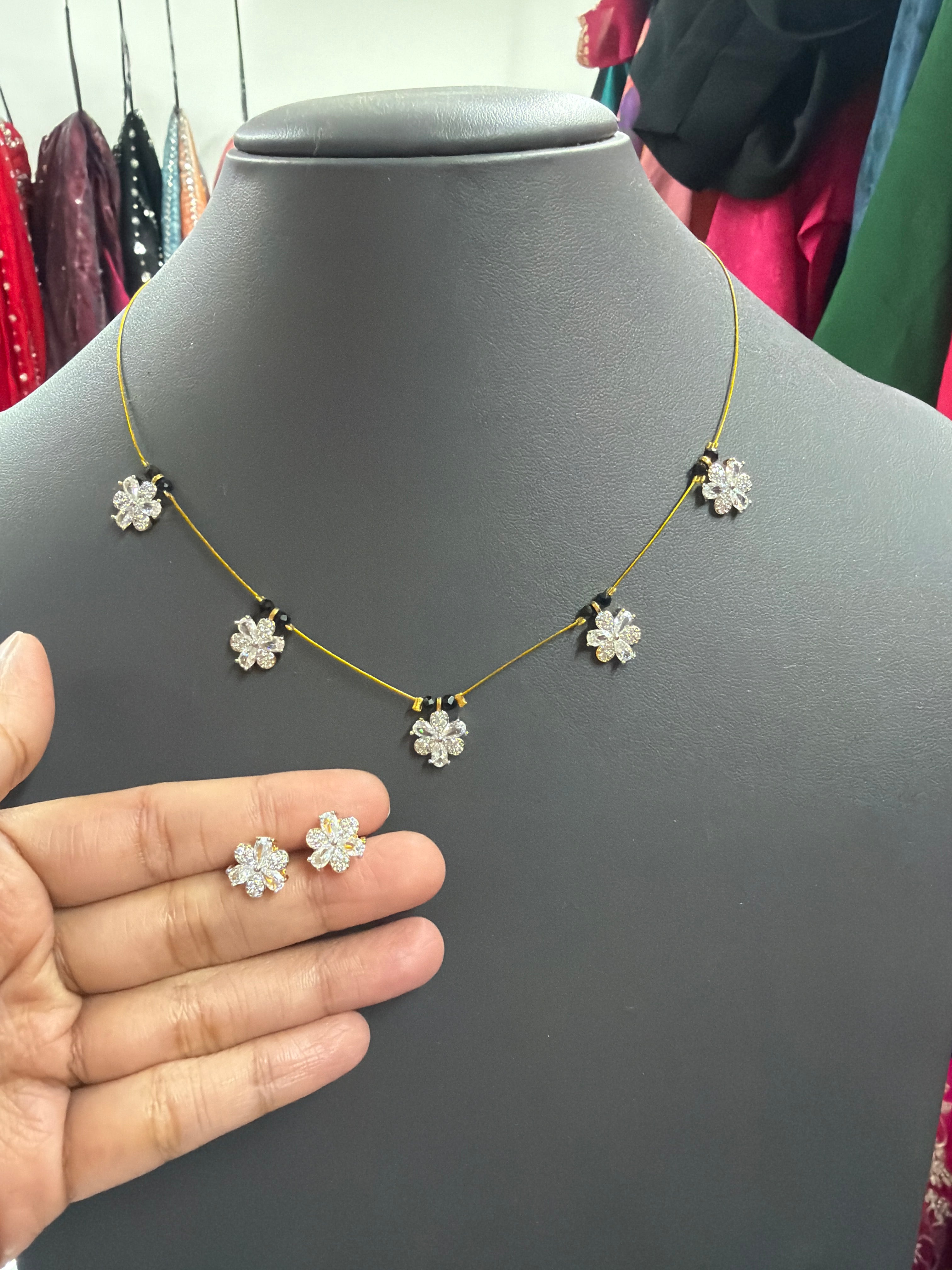 Invisible chain with earrings
