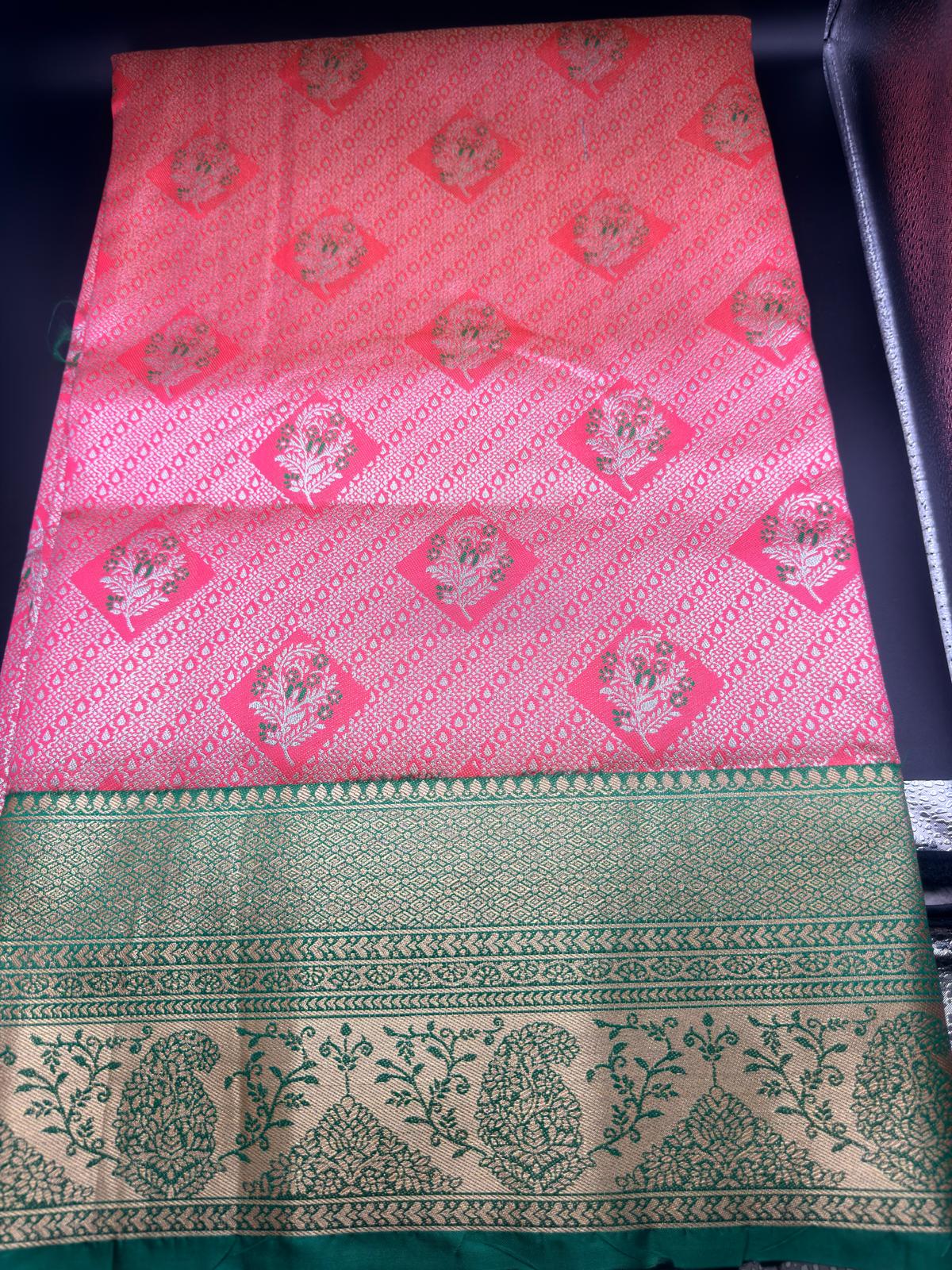 Premium Dharmavaram Semi Pattu Gifting Saree with Unstitched Blouse Piece