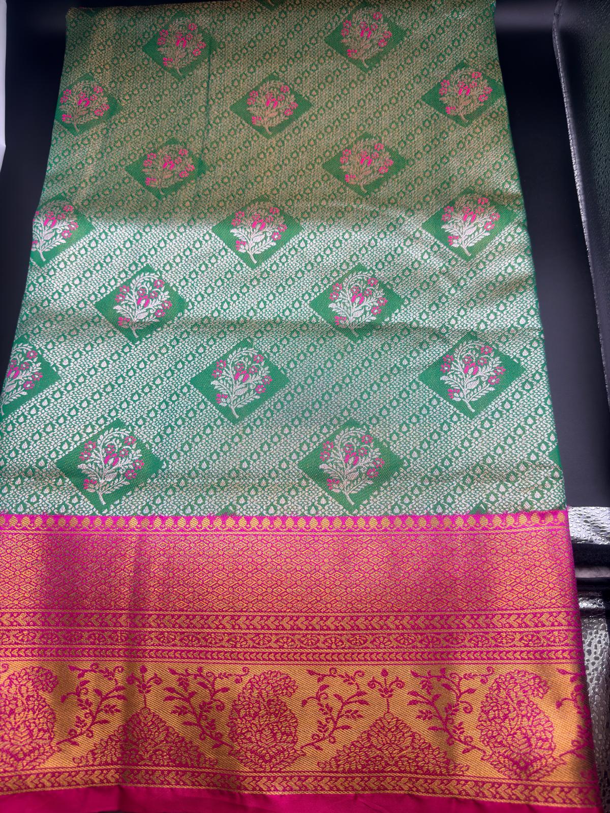 Premium Dharmavaram Semi Pattu Gifting Saree with Unstitched Blouse Piece