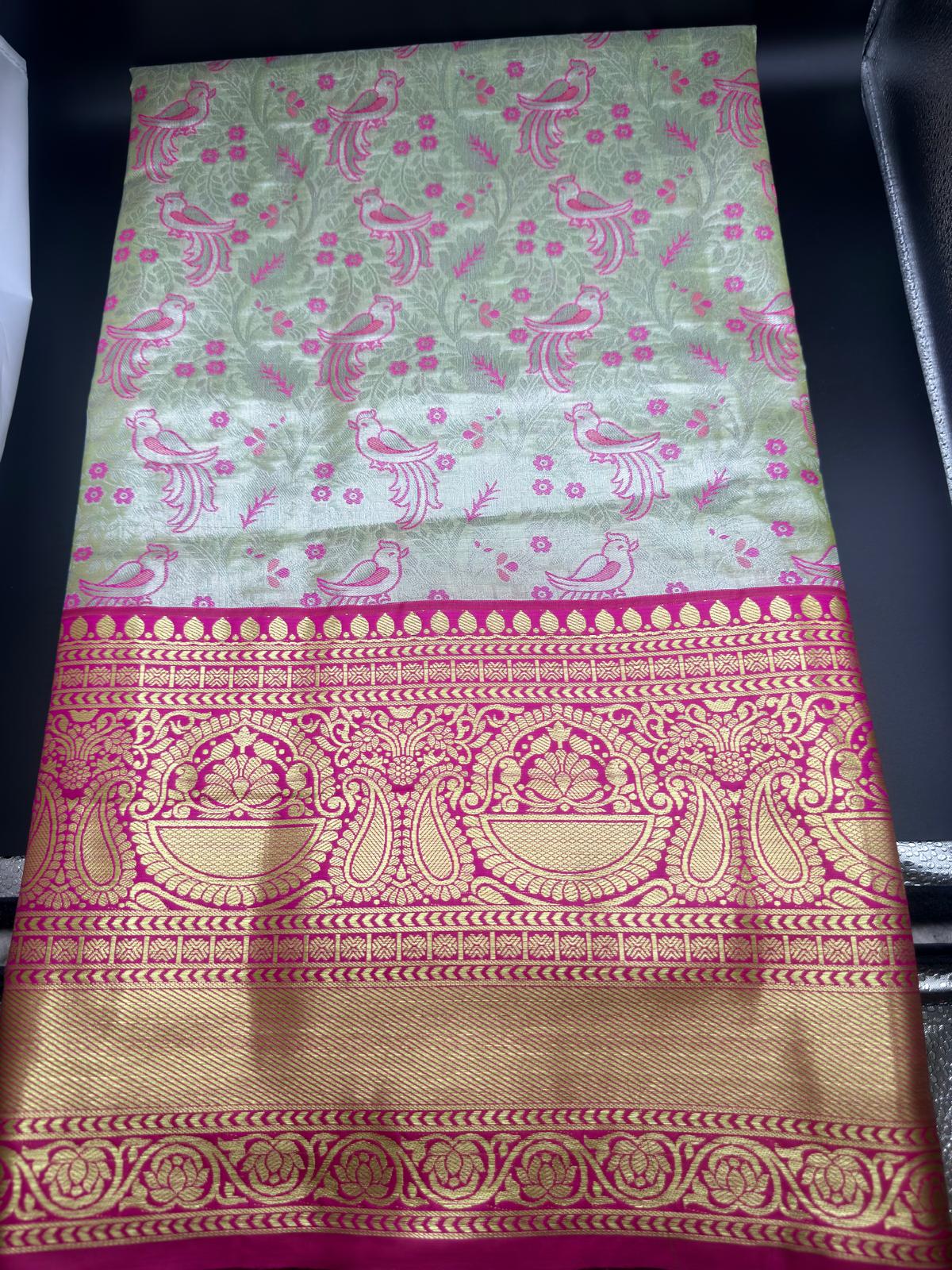 Premium Dharmavaram Semi Pattu Gifting Saree with Unstitched Blouse Piece