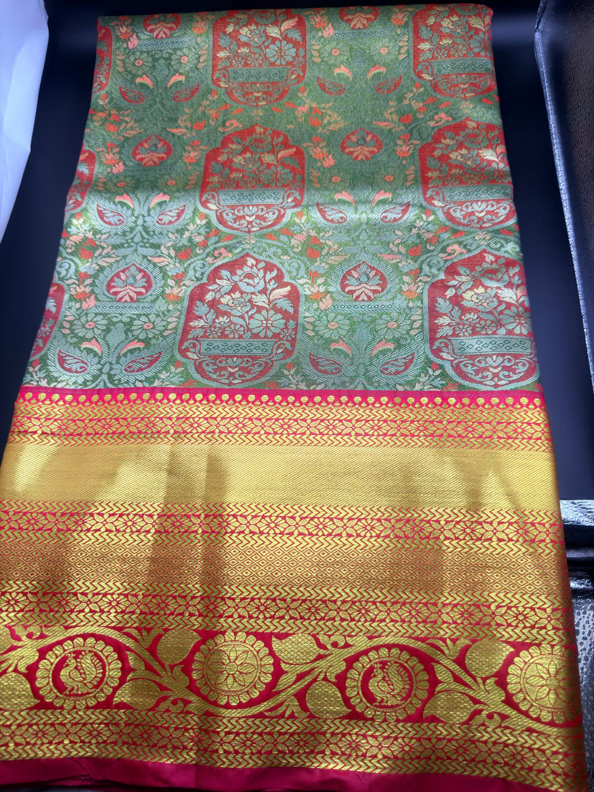 Premium Dharmavaram Semi Pattu Gifting Saree with Unstitched Blouse Piece