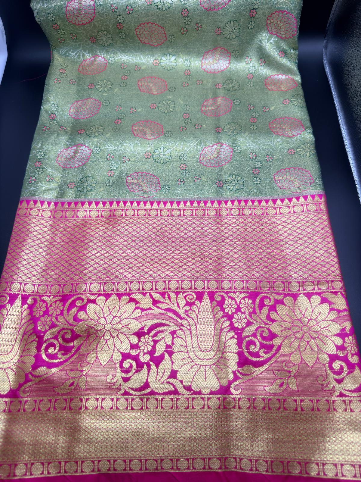 Premium Dharmavaram Semi Pattu Gifting Saree with Unstitched Blouse Piece